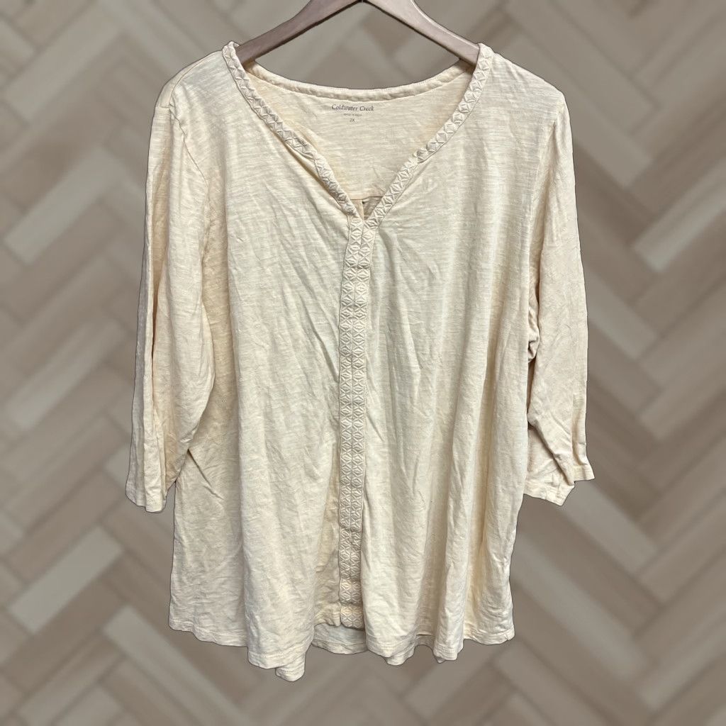 Coldwater Creek Coldwater Creek Blouse 3/4 Sleeve Womens Yellow 2X Plus Blouse Womens Shirt Size XXL / US 16-18 / IT 52-54 - 1 Thumbnail