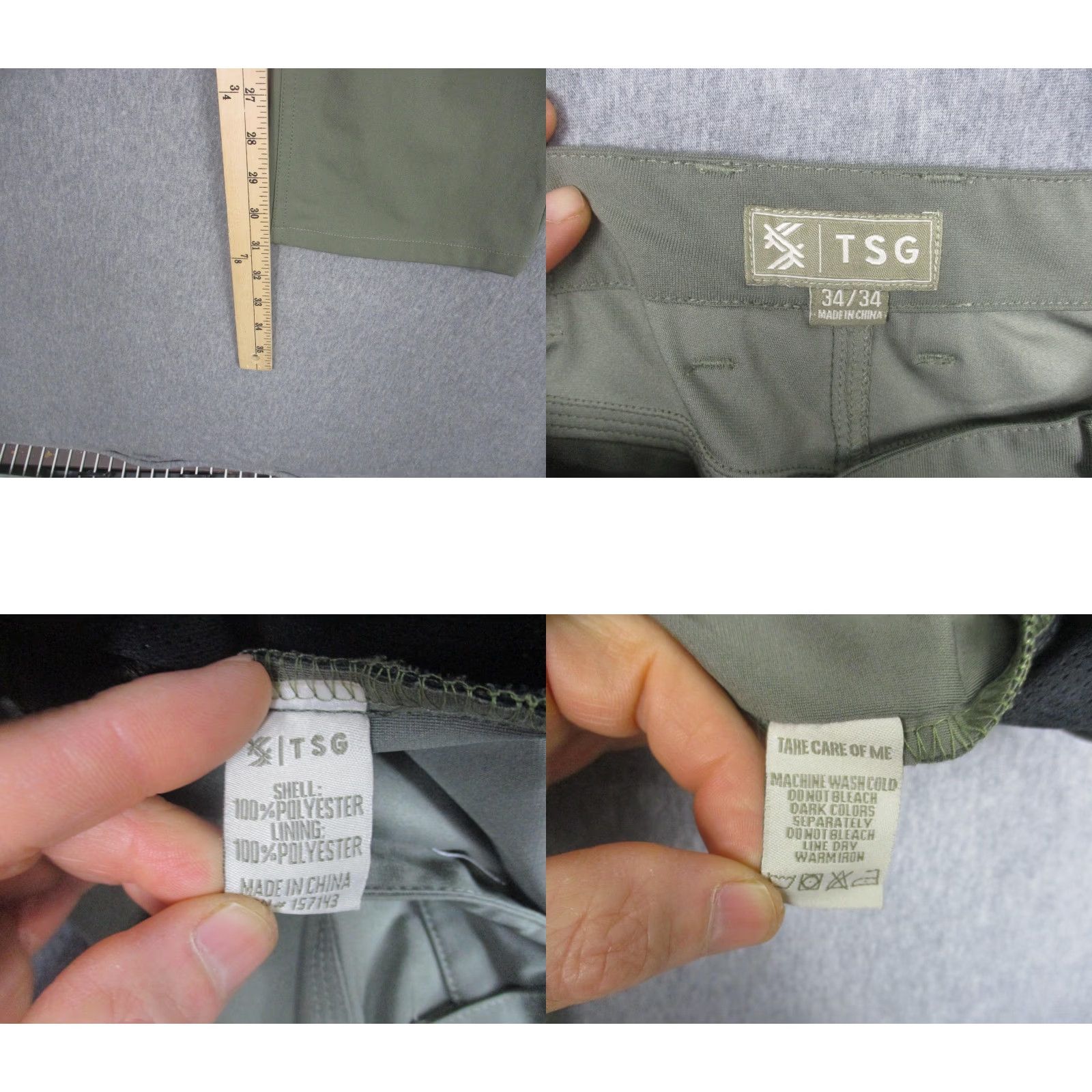 Vintage TSG Pants Mens 34x32 Green Microfiber Lined Straight Leg 5 Pocket Casual Size US 34 / EU 50 - 8 Thumbnail
