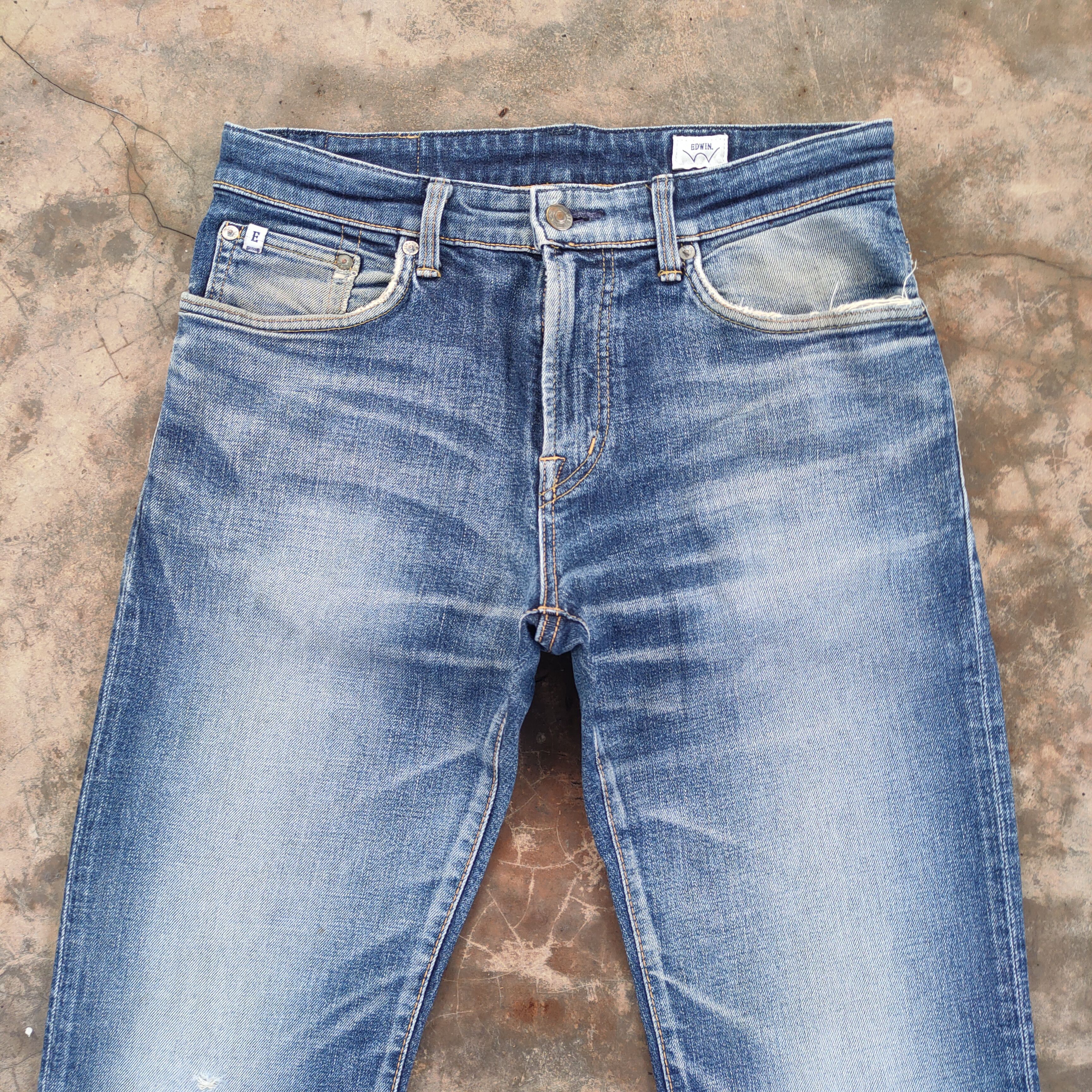 Edwin × Jean × Vintage VINTAGE EDWIN FADED RIPPED JEANS DENIM PANTS Size US 30 / EU 46 - 3 Thumbnail