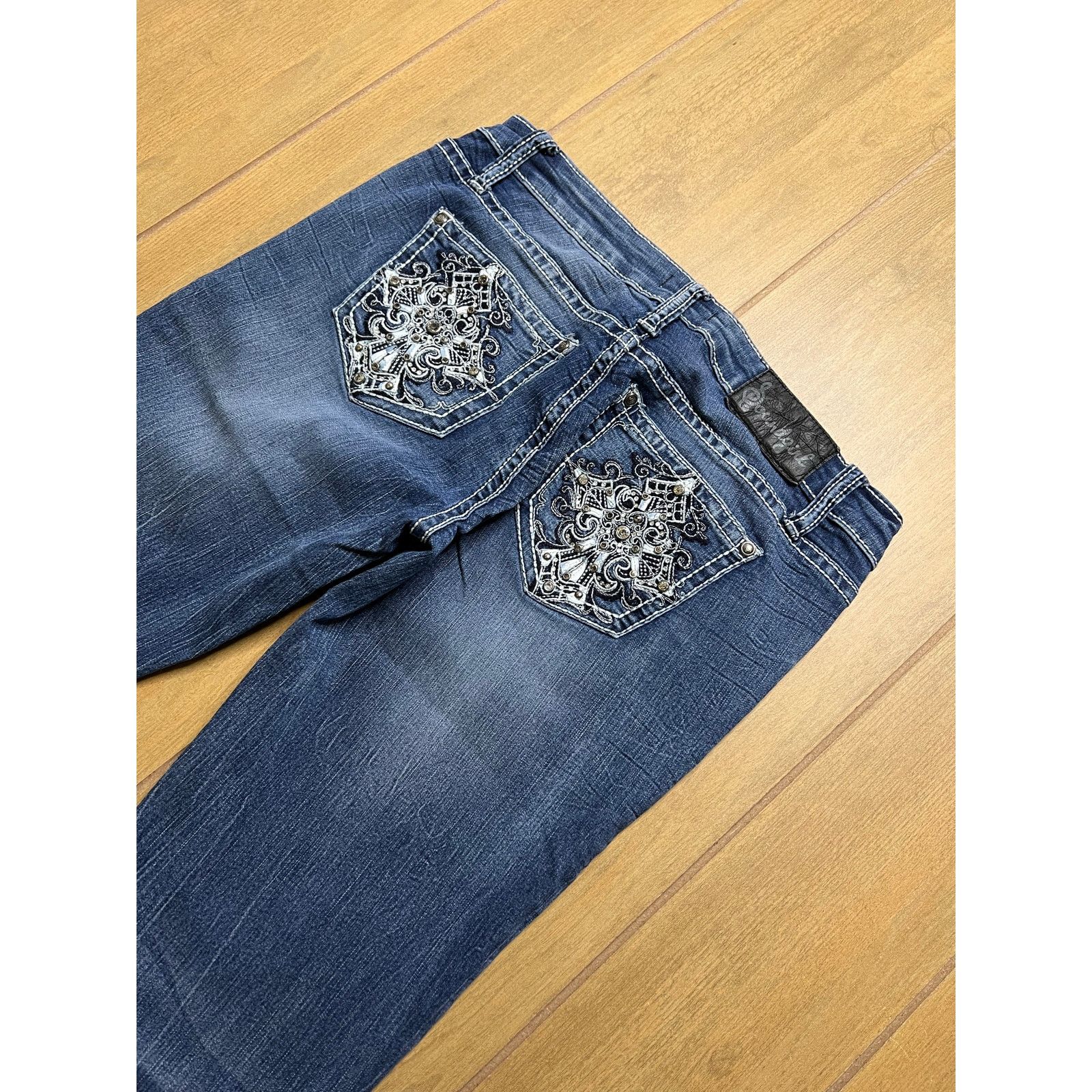 Vintage Soundgirl Y2K Rhinestone Bootcut Jeans Low Rise Womens 29 Size 29" - 9 Thumbnail
