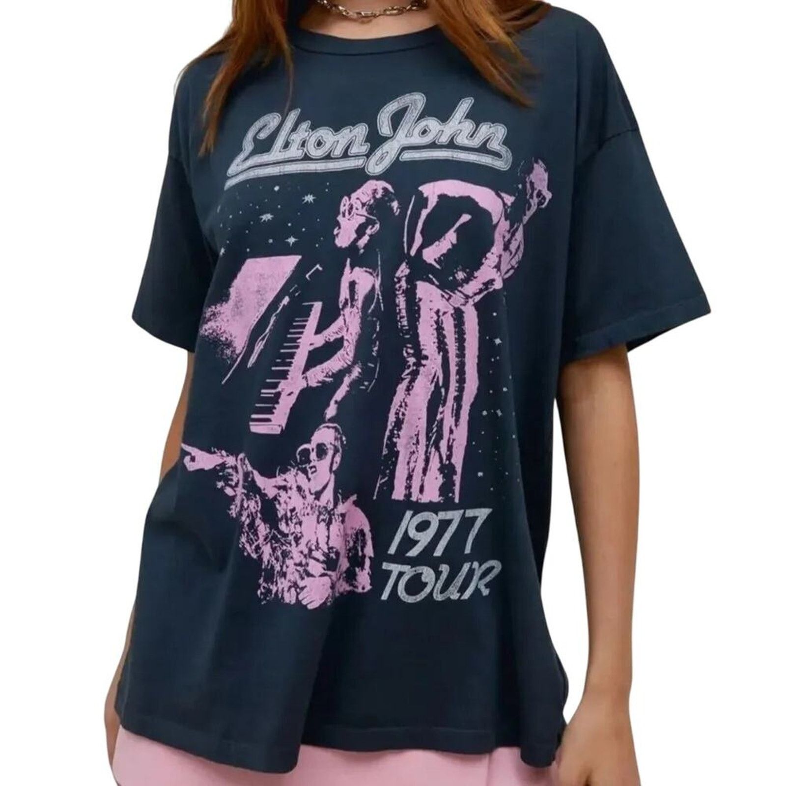 Daydreamer DAYDREAMER Elton John 1977 Merch Tee in Vintage Black Size L Size L / US 10 / IT 46 - 1 Thumbnail