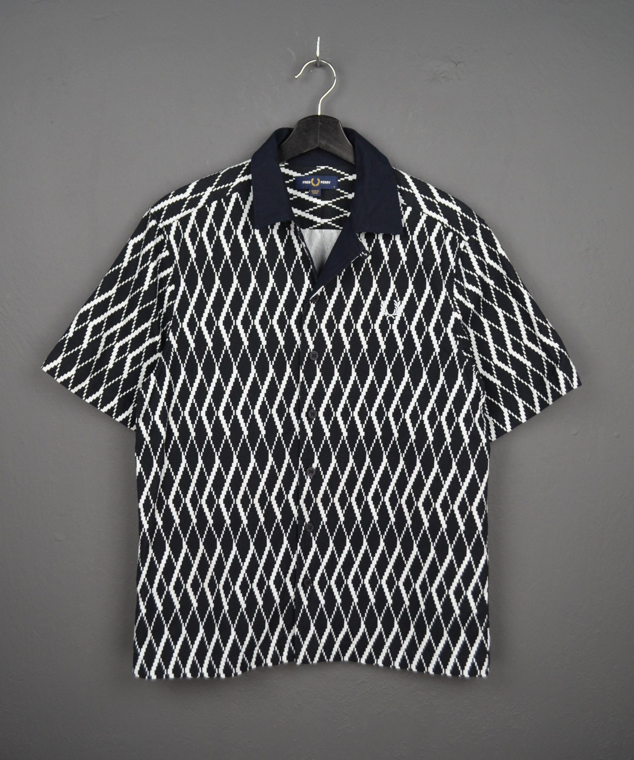 Fred Perry Fred Perry Men's Argyle Print Vacation Shirt Black Cotton S Size US S / EU 44-46 / 1 - 1 Thumbnail