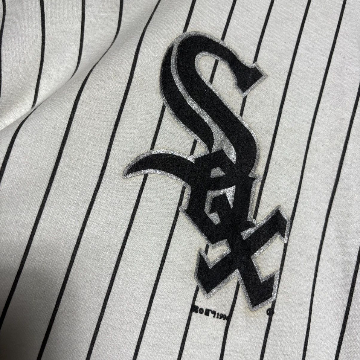 MLB × Russell Athletic × Vintage Vintage 90s White Sox Chicago Striped Baseball Russell Tee Size US M / EU 48-50 / 2 - 3 Thumbnail