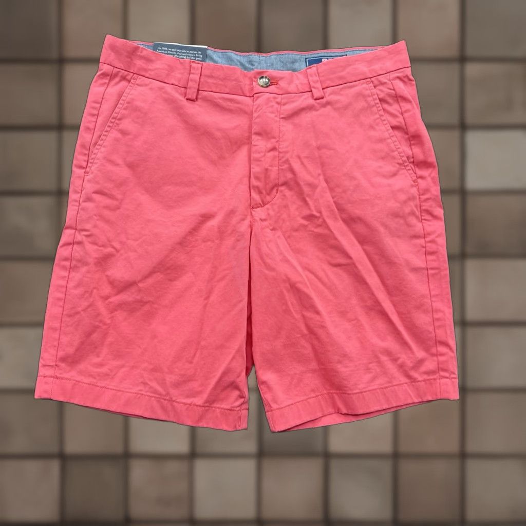 Vineyard Vines Vineyard Vines Breaker Shorts Men 32 Jetty Red Cotton Preppy Golf Golfing Chino 5-Pocket Regular Front Flat 9in Inseam Summer Spring Fall Mens Size US 32 / EU 48 - 1 Thumbnail