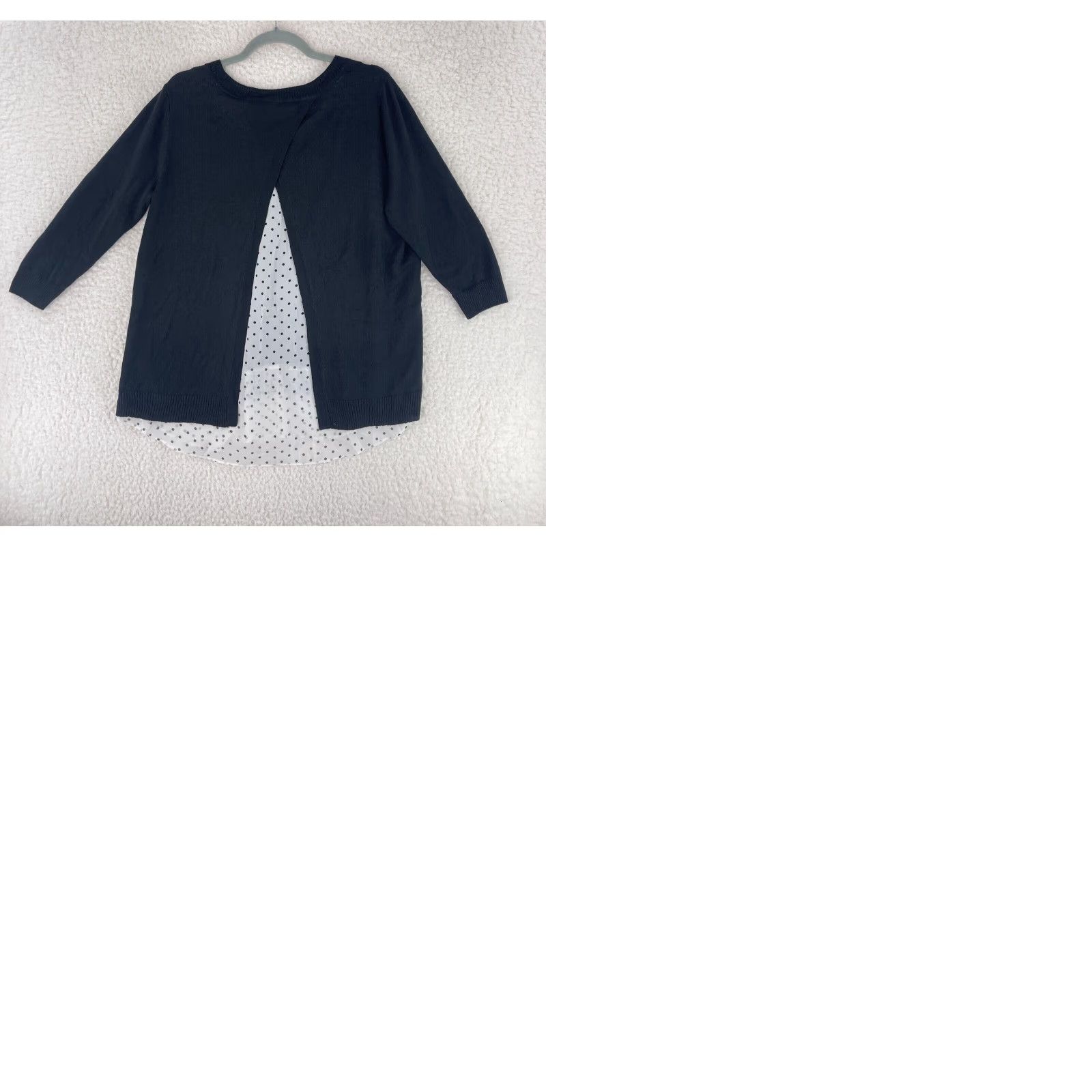 Vintage Roz & Ali Black Layered Long Sleeve Knit Shirt Womens Crew Neck Pullover Size 1X Size XL / US 12-14 / IT 48-50 - 10 Thumbnail
