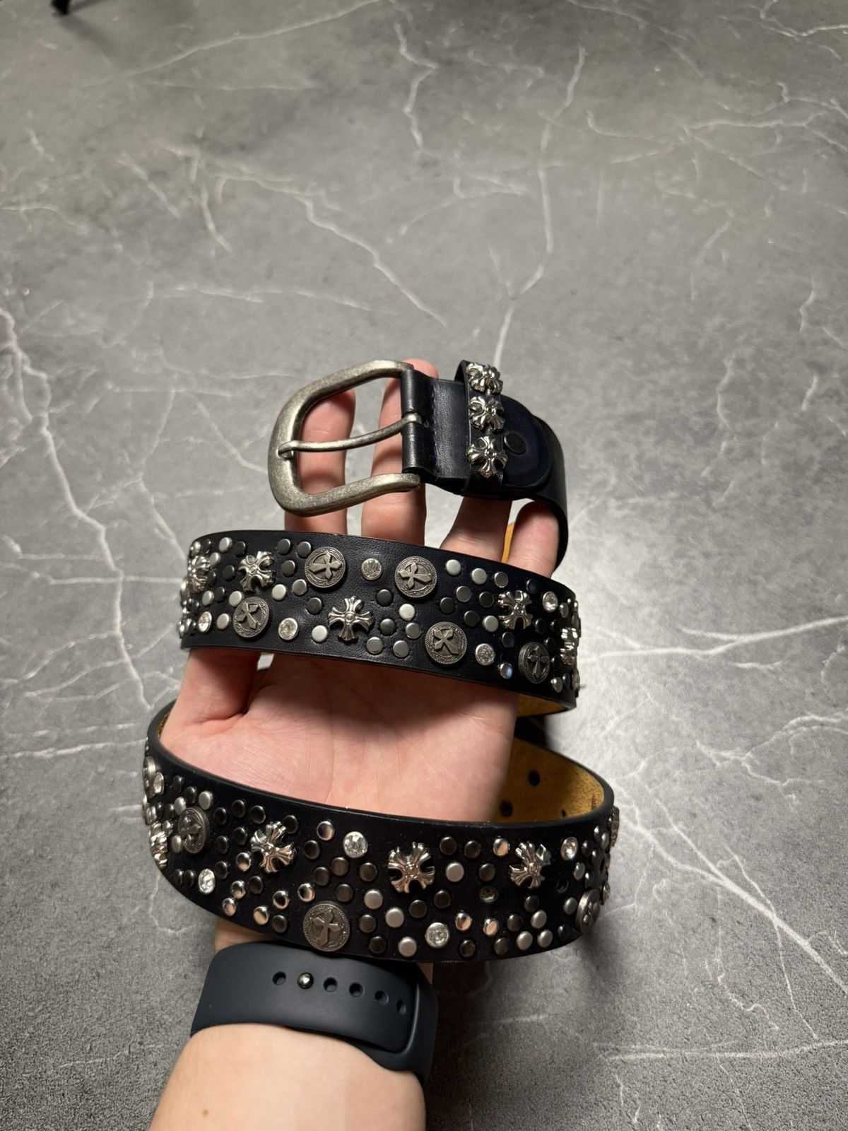 Vintage 90’s drip like Chrome Hearts leather black belts Size ONE SIZE - 2 Thumbnail