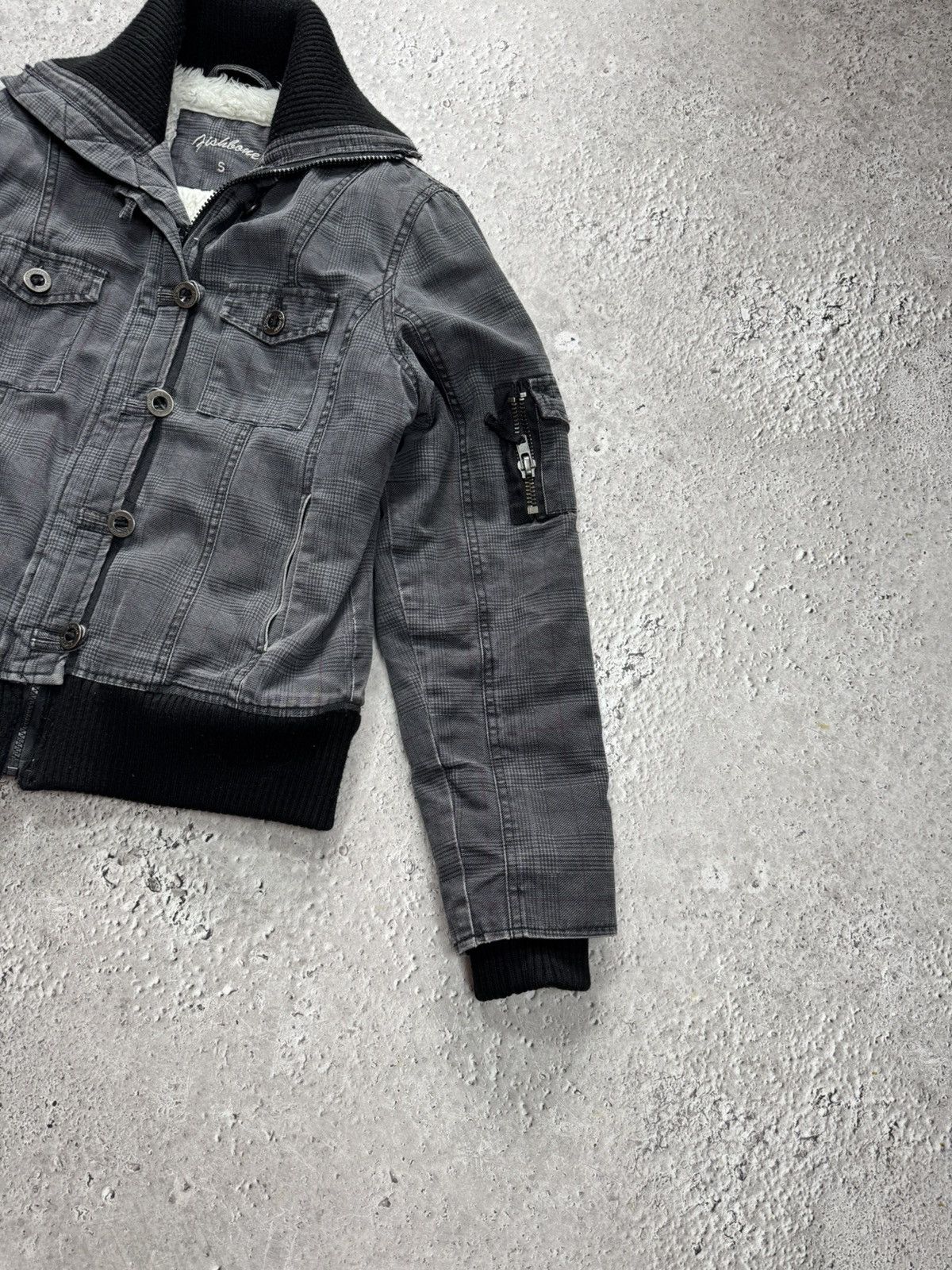 Other Women Cropped Jacket Sherpa Lined Moto Biker Plaid Zip S Size M / US 6-8 / IT 42-44 - 8 Thumbnail