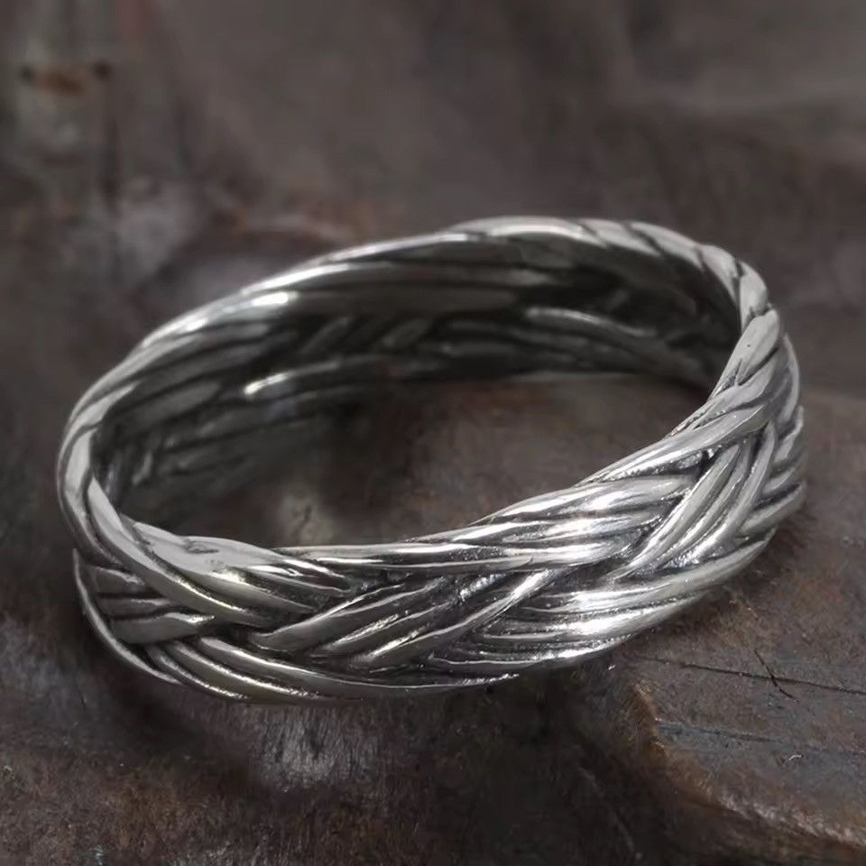 Sterling Silver 925 Sterling Silver Braided Punk Ring Size ONE SIZE - 2 Thumbnail