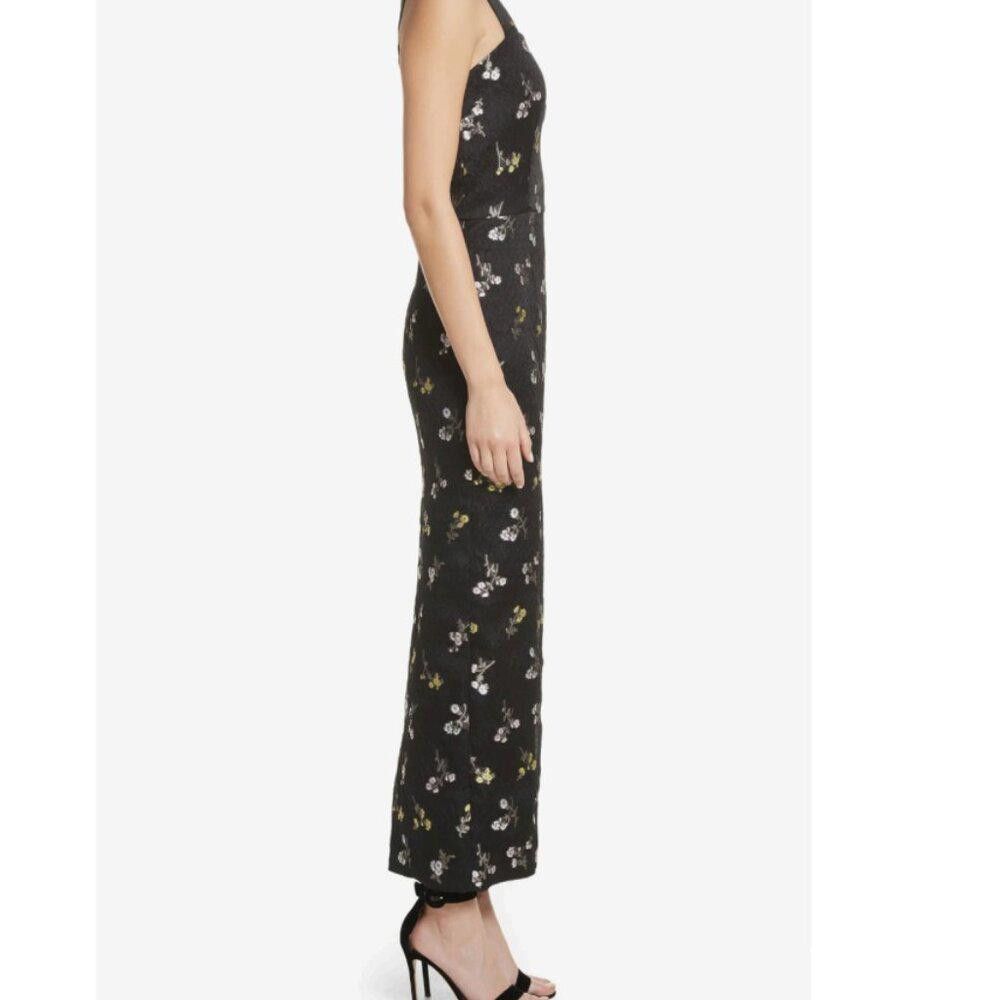 St. John St John K12RWD2 Caviar Multi Silk Floral Black Midi Dress Size XS / US 0-2 / IT 36-38 - 2 Thumbnail