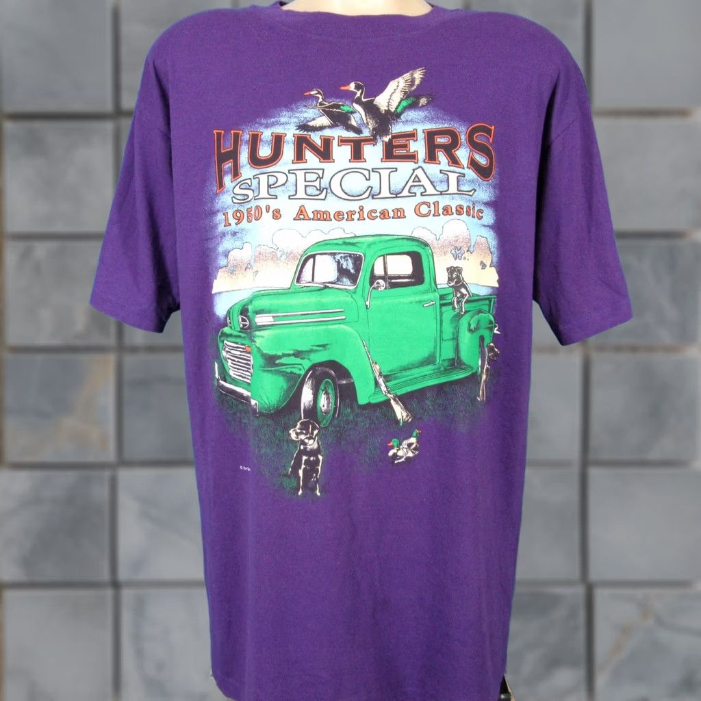 Hunter VINTAGE 90s dog T-Shirt L/XL paper thin single stitch PICKUP TRUCK SPECIAL HUNTERS Men Size US L / EU 52-54 / 3 - 1 Thumbnail