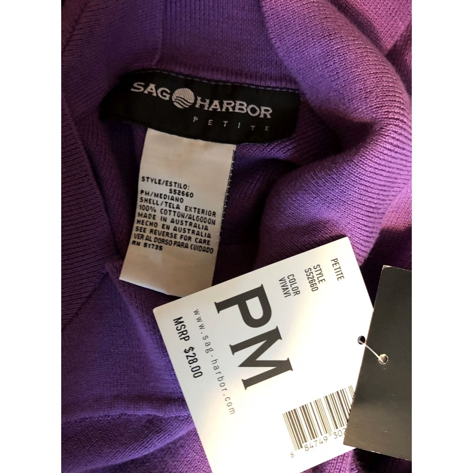 Vintage Sag Harbor Sleeveless Sweater PM Purple V-Neck Cotton Knit Shirt Womens PM Purple Sag Harbor Sleeveless V-Neck Back Cotton Knit Pullover Size M / US 6-8 / IT 42-44 - 4 Thumbnail