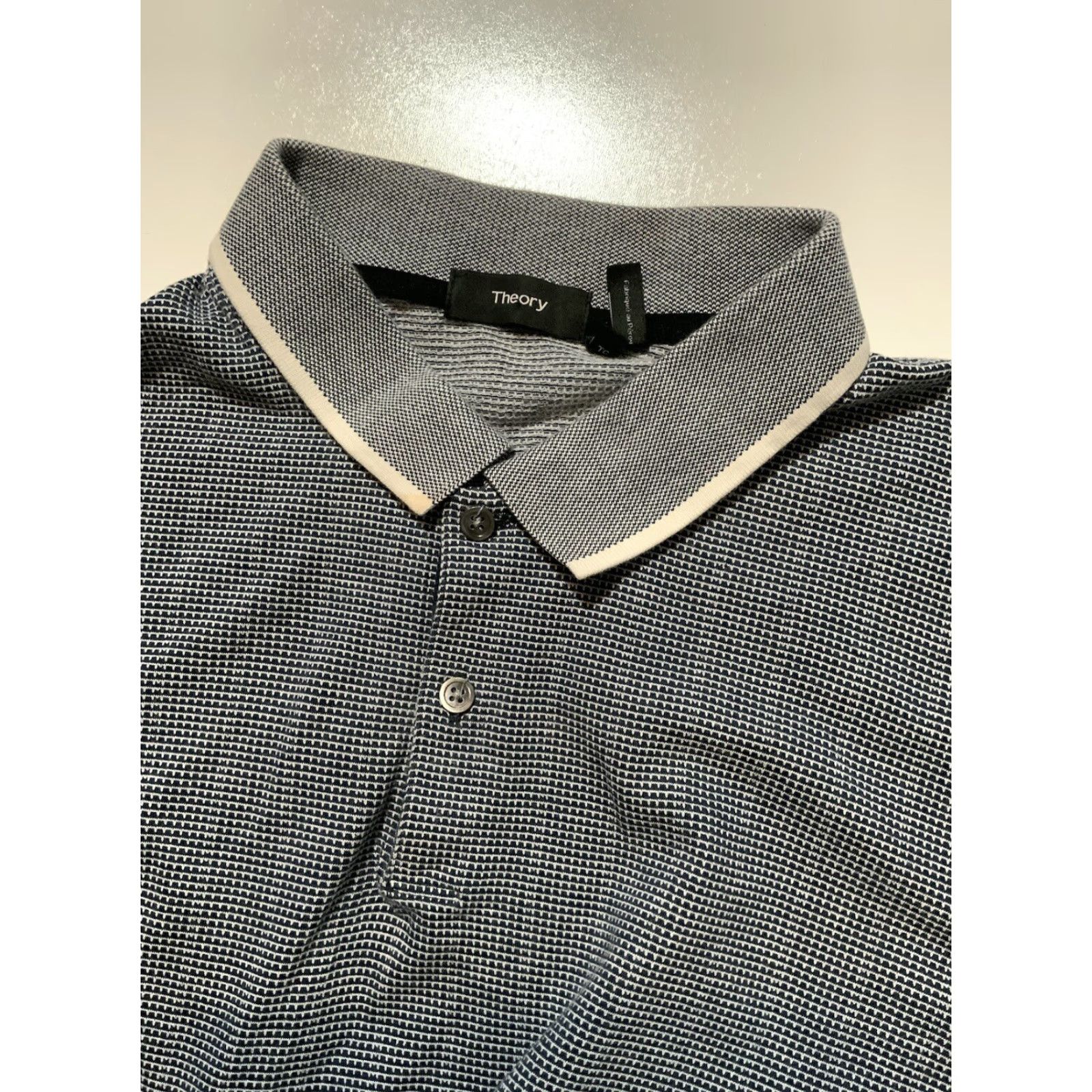 Theory Theory Jacquard Band Ticking Short Sleeve Mens Polo Shirt XL Multicolor Polo Shirt Mens XL Jacquard Band Ticking Color: Multicolor Size US XL / EU 56 / 4 - 6 Thumbnail
