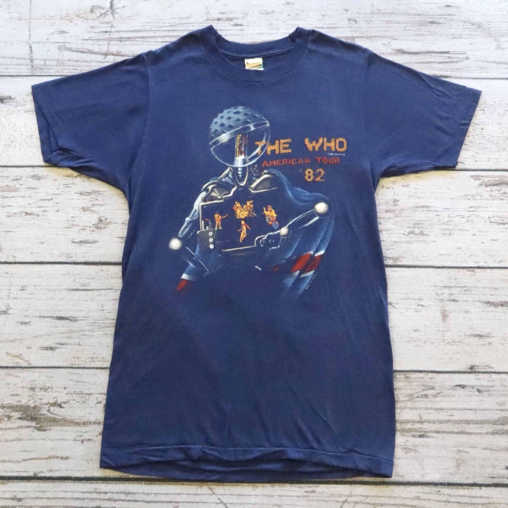 Vintage VINTAGE The Who American Tour '82 Tshirt L Blue Men's T-Shirt Size US L / EU 52-54 / 3 - 2 Thumbnail