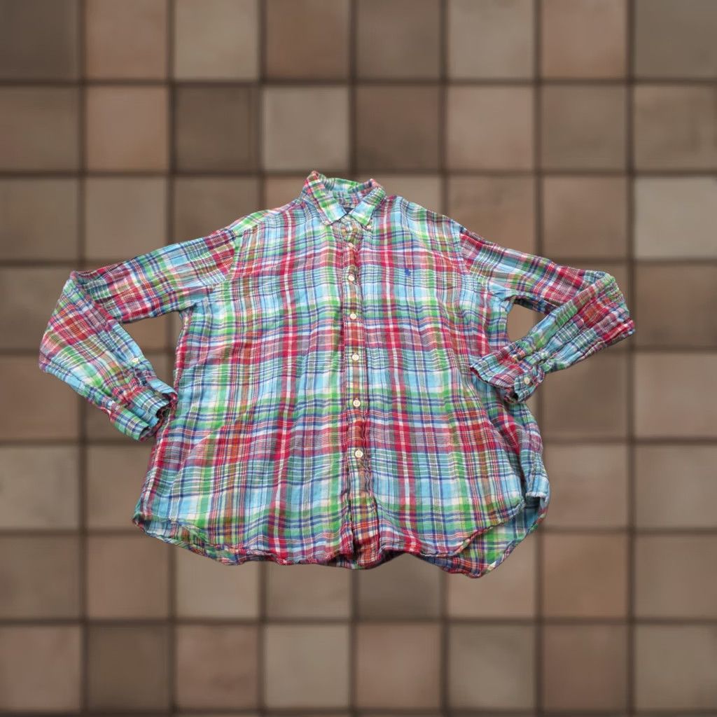 Ralph Lauren Ralph Lauren Polo Shirt Mens L Multicolor Knit Linen Size 42R - 1 Thumbnail