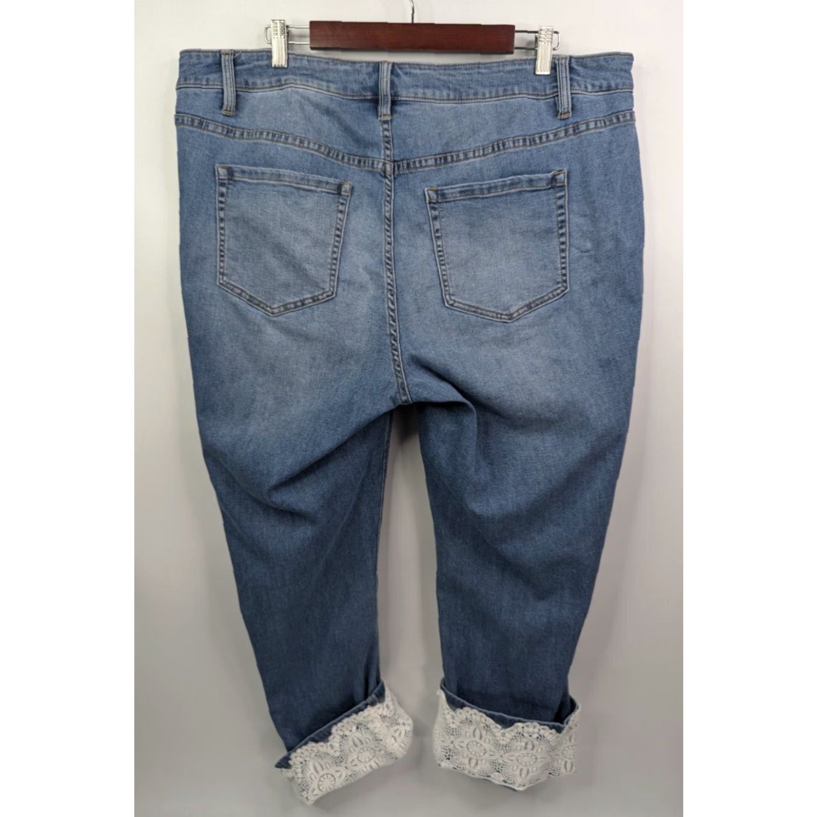 Vintage Lane Bryant Jeans Womens 20 Detail Hem Straight Crop High Rise Essential Stretch Size 42" / US 20 - 4 Thumbnail