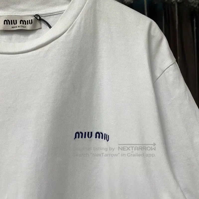 Miu Miu Miu Miu Summer White Cotton T-Shirt . Size L / US 10 / IT 46 - 5 Thumbnail