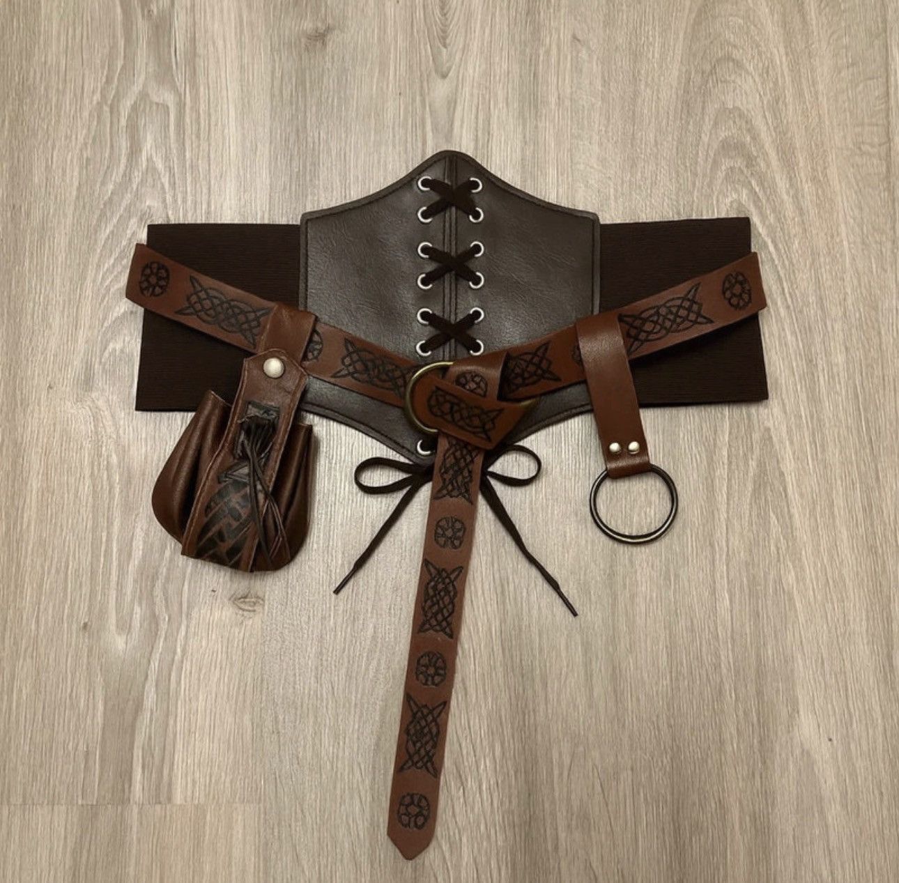 Other Medieval Corset Belt Set Dark Brown LARP Cosplay Size ONE SIZE - 2 Thumbnail