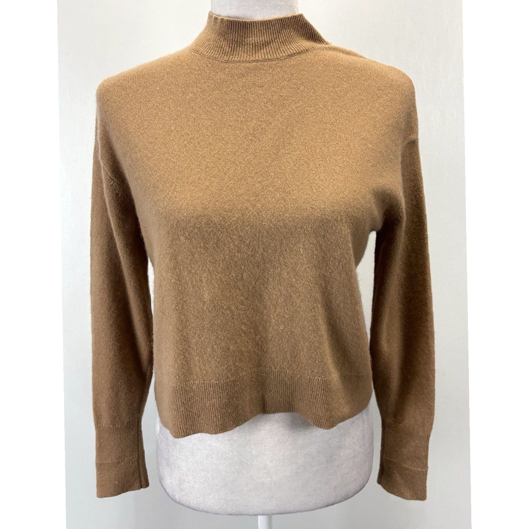 Everlane Everlane Cashmere Pullover Sweater Women's XS Brown Mock Neck Classic Designer Size XS / US 0-2 / IT 36-38 - 1 Thumbnail
