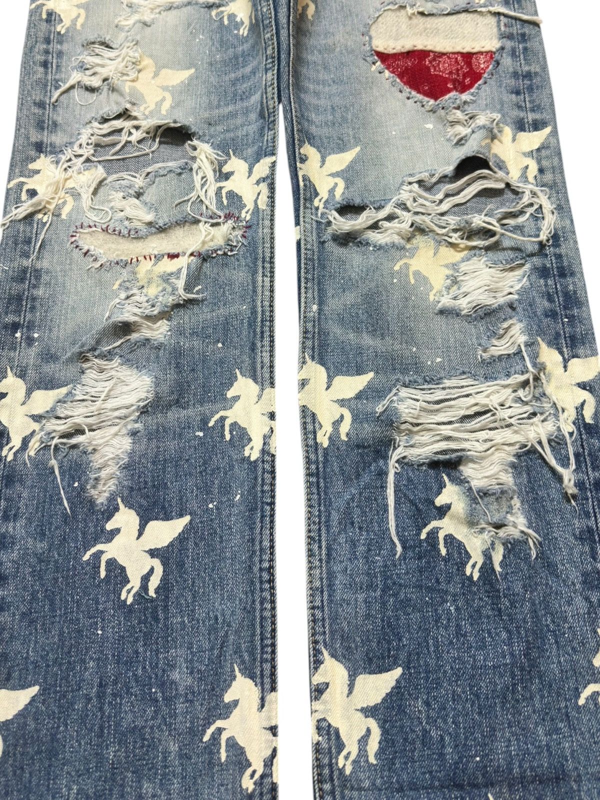 Hysteric Glamour Vintage RNA.Slang Ripped Unicorn Stamped Distressed Denim Size US 28 / EU 44 - 3 Thumbnail