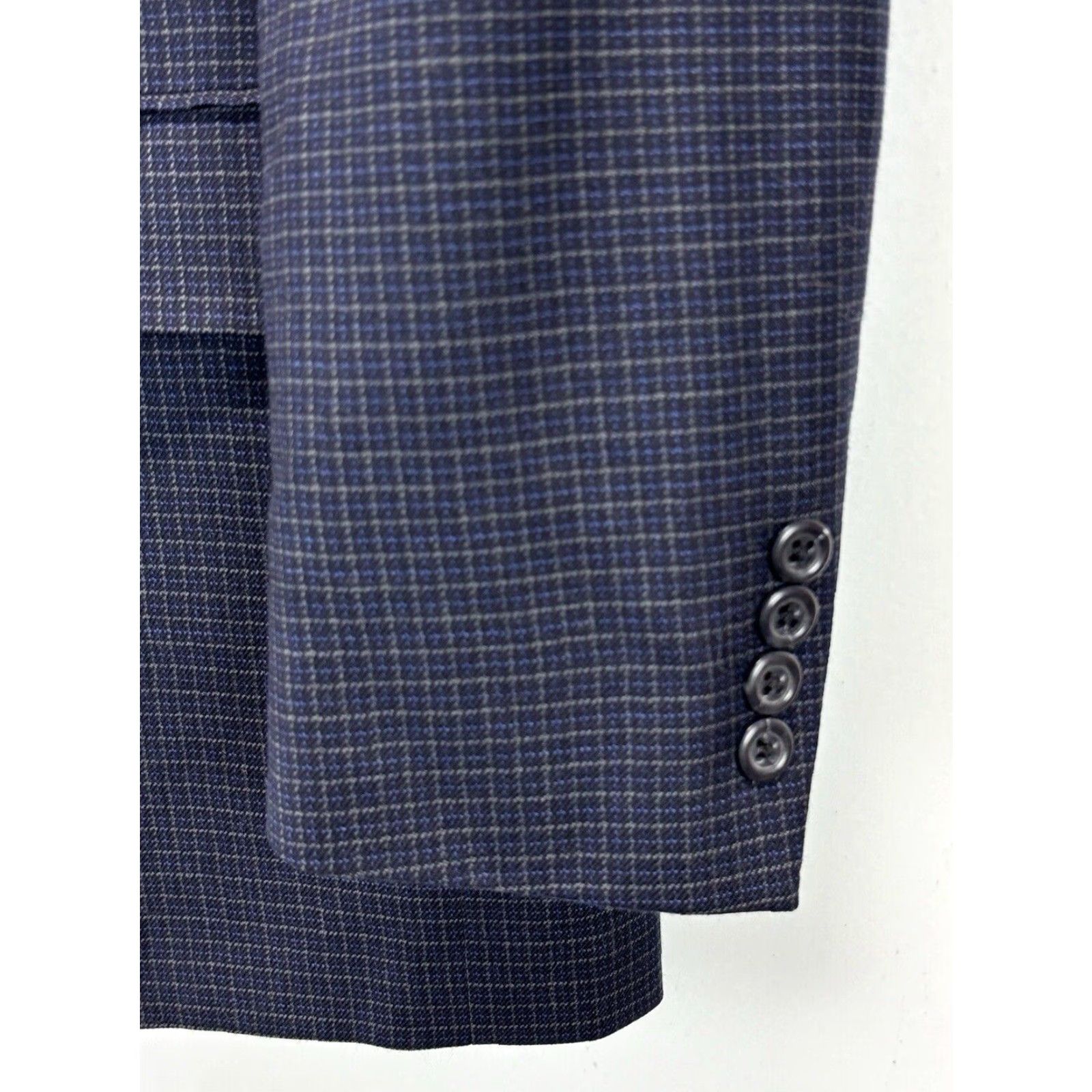 Tommy Hilfiger Tommy Hilfiger Mens Navy Plaid Wool Blazer Coat Sz 42 L Size 42L - 3 Thumbnail