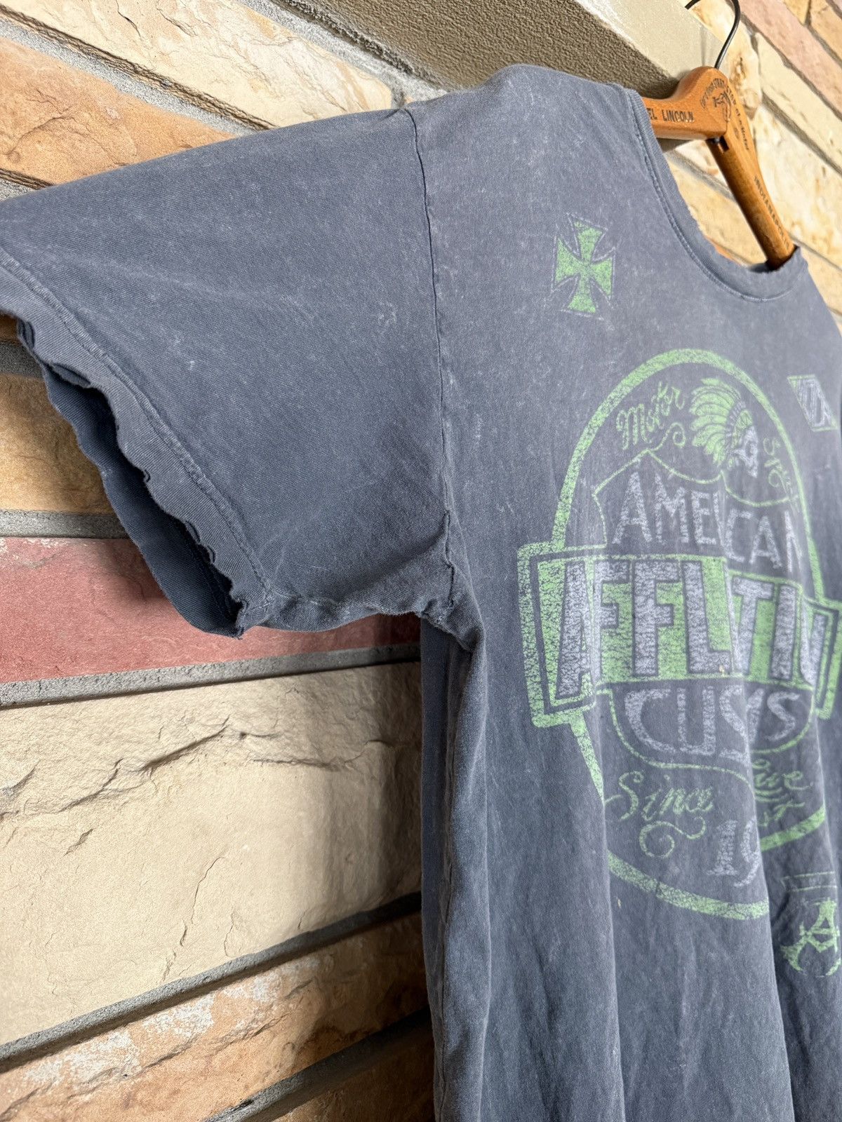 Vintage Vintage Y2K Affliction American Customs Thrashed Graphic Tee Size US L / EU 52-54 / 3 - 6 Thumbnail