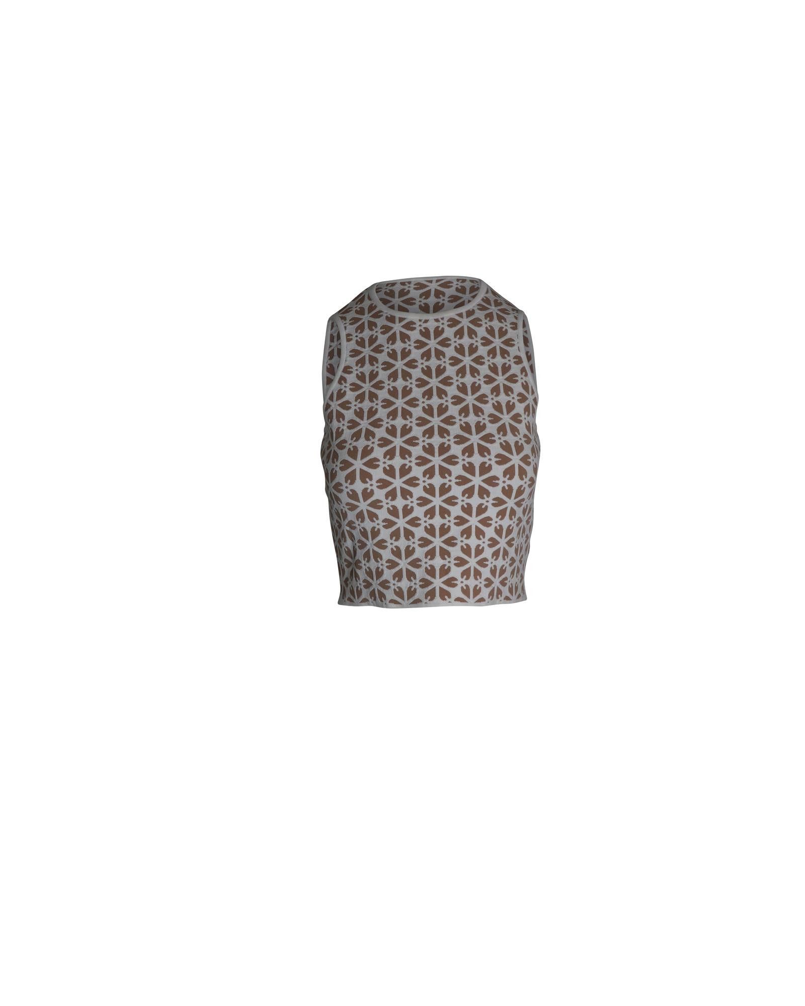 image of Alexander Mcqueen Geometric Cropped Tank Top In Beige Viscose, Women's (Size Medium)