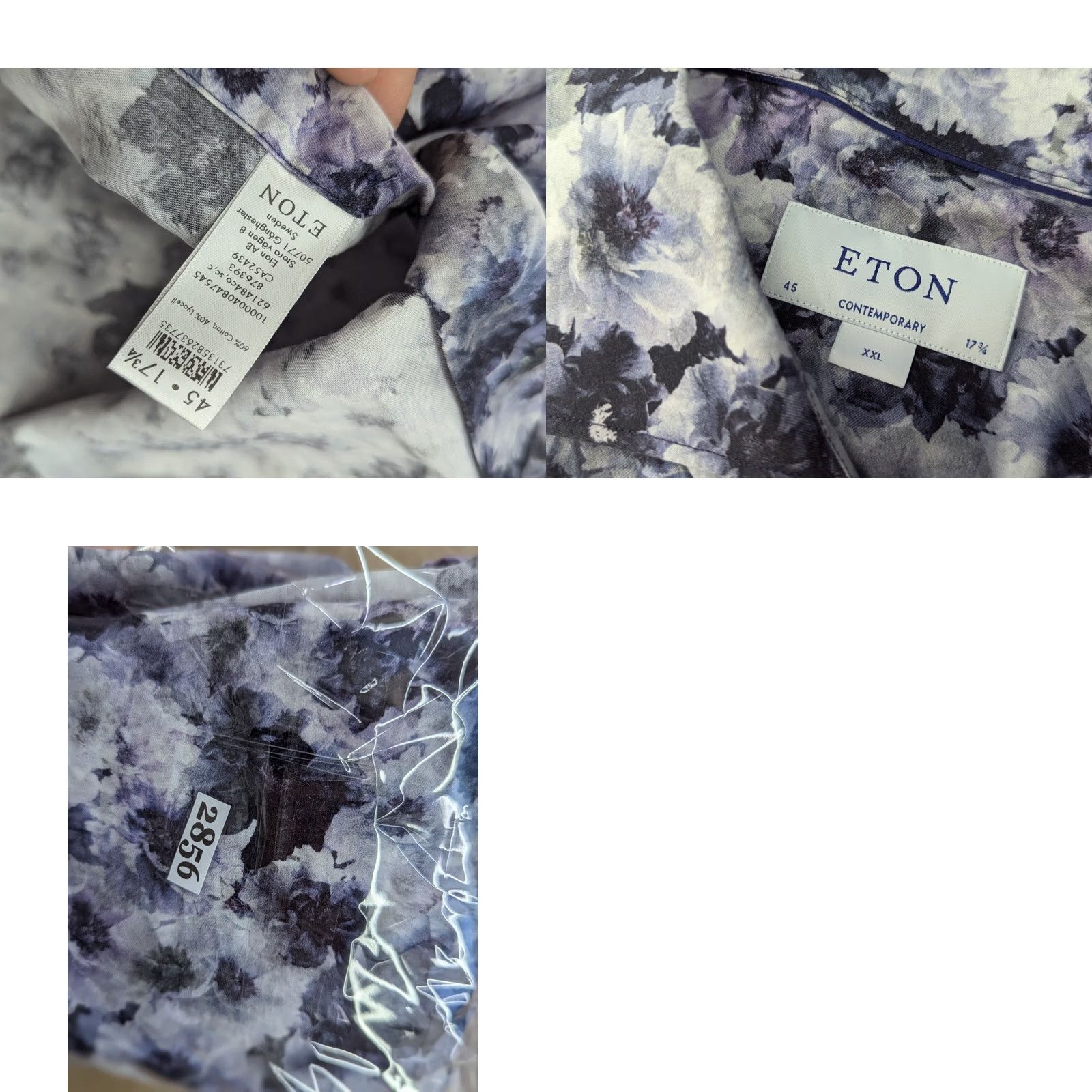 Eton ETON Contemporary Mens Button-Up Shirt 2XL Floral Multicolor Long Sleeve Canvas Cotton Lyocell N/A Mens Size US XXL / EU 58 / 5 - 8 Thumbnail