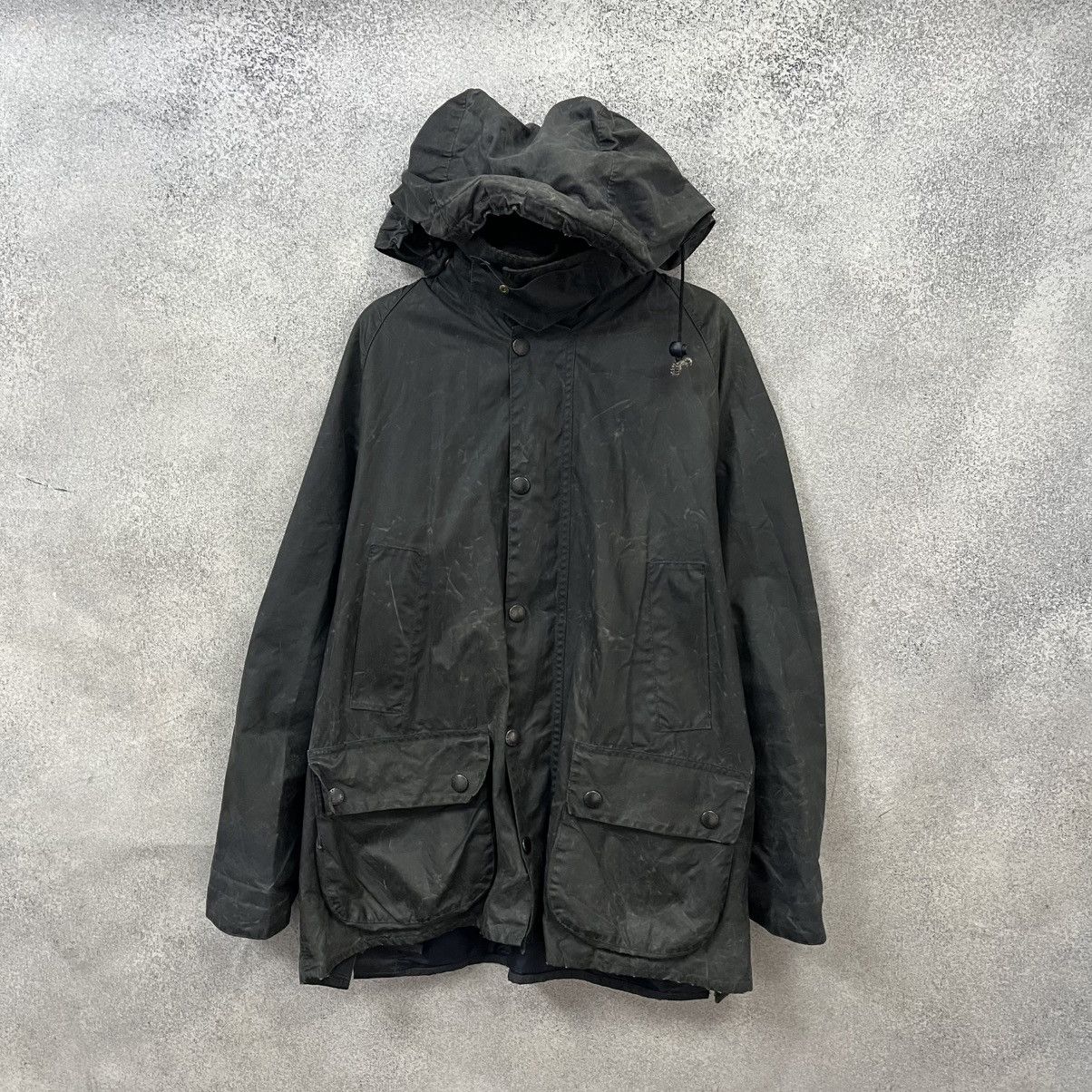 Barbour Vintage Barbour Hooded Waxed Jacket Size Size US L / EU 52-54 / 3 - 1 Thumbnail