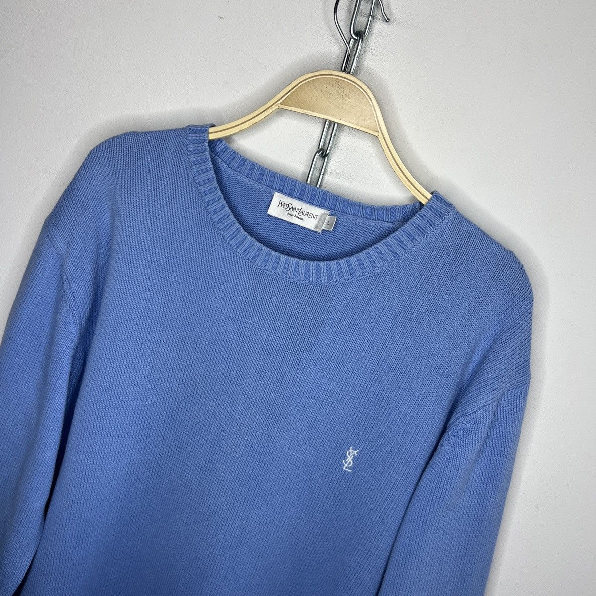 Yves Saint Laurent Vintage Yves Saint Laurent blue basic sweater YSL Size US L / EU 52-54 / 3 - 4 Thumbnail