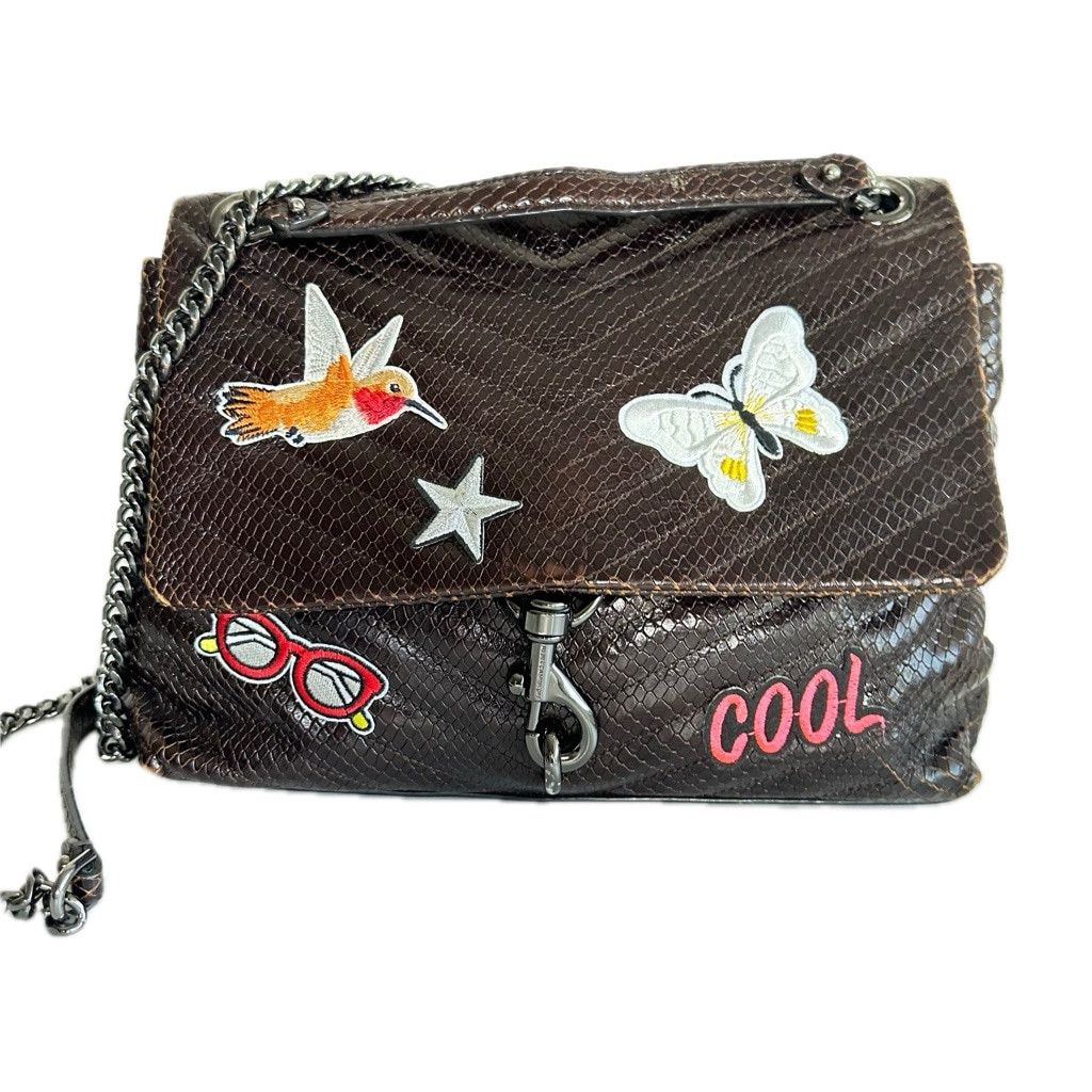 Rebecca Minkoff Rebecca Minkoff Edie Chevron Brown Leather Crossbody Bag Size ONE SIZE - 3 Thumbnail
