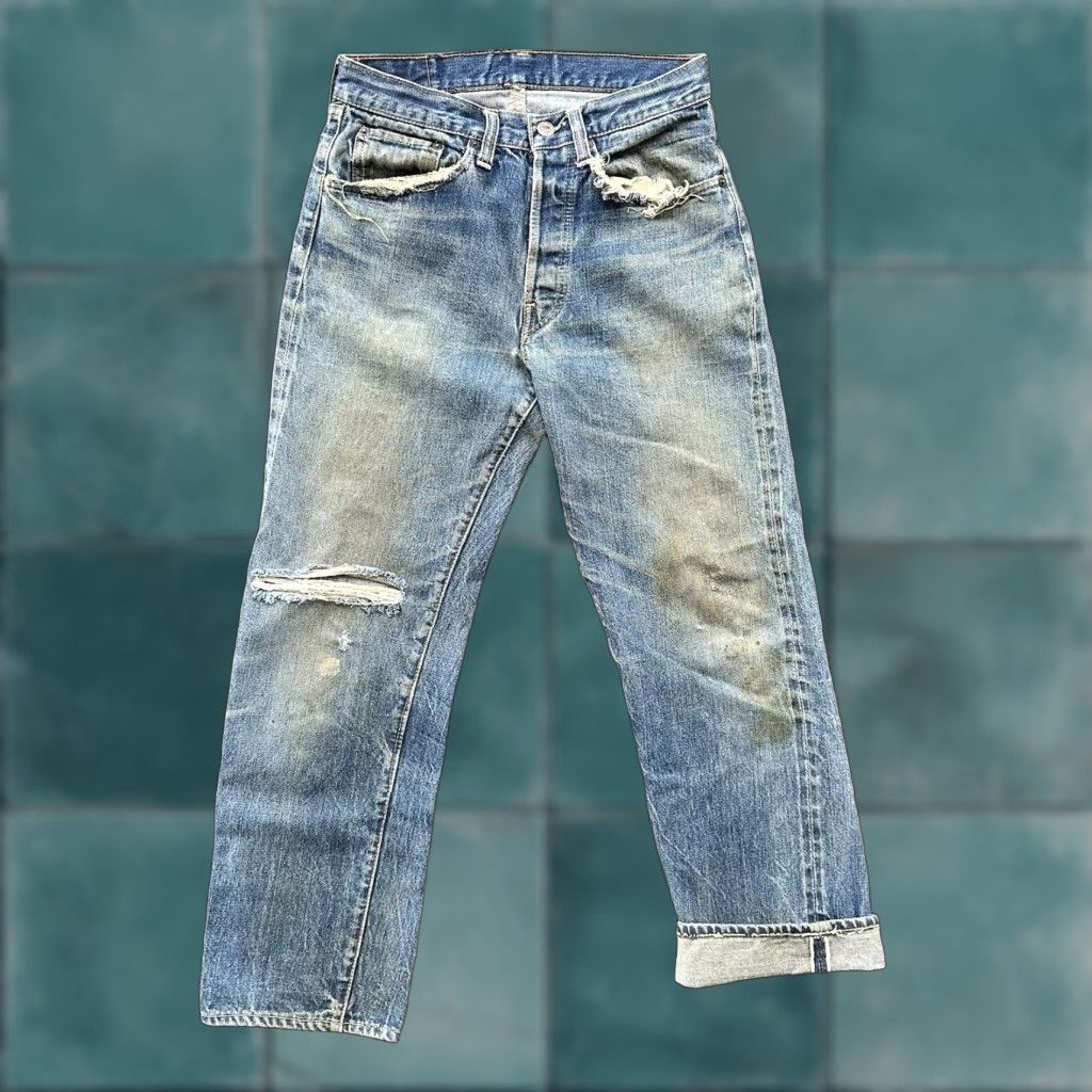 Levi's VINTAGE Levi's 501 XX Jeans Men's 27x26 Denim Blue 60s 1960s Redline Distressed Block Style Straight 5-Pocket Size US 27 - 1 Thumbnail