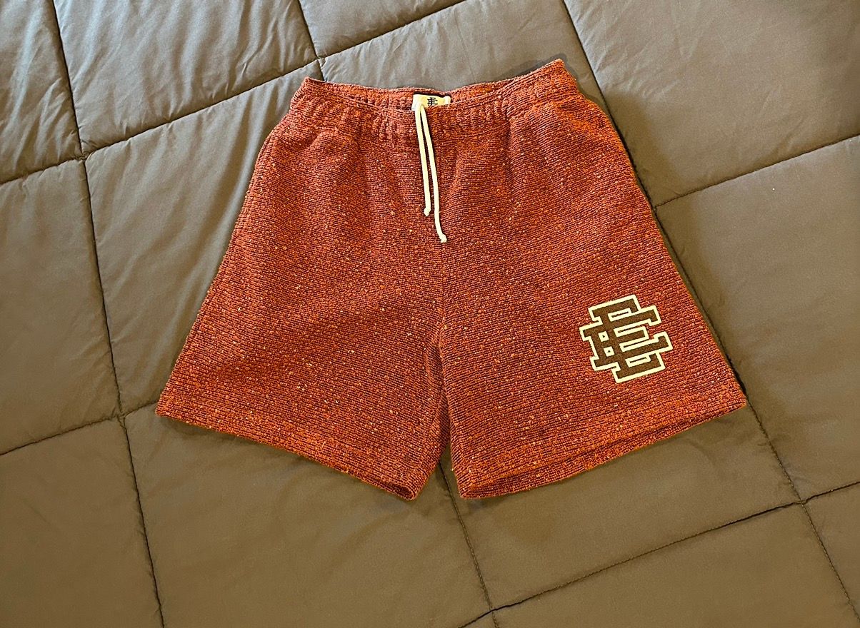 Pre-owned Eric Emanuel Brown Boucle Shorts Large In Rust Brown