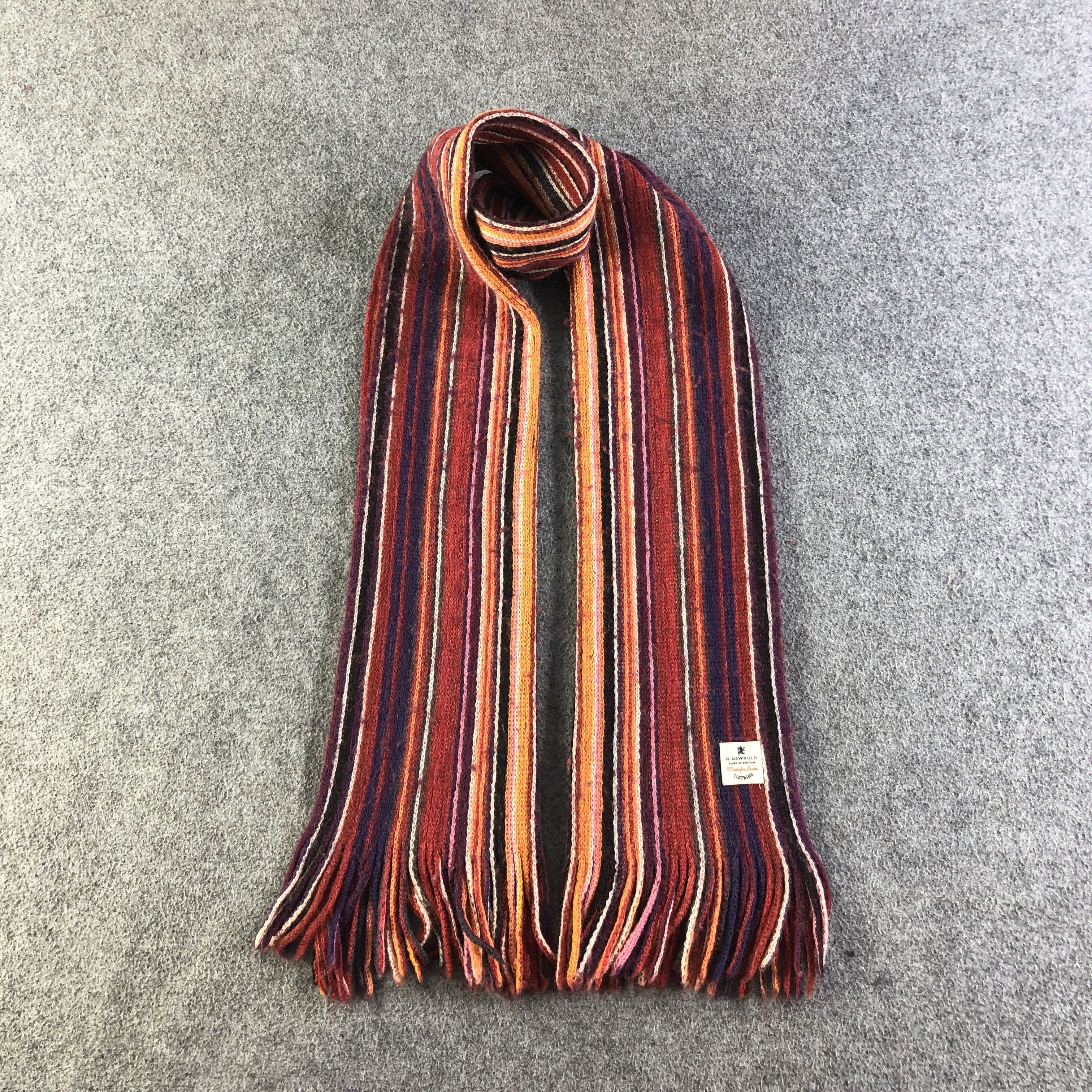 R.Newbold R.Newbold Striped Wool Scarf Muffler Neckwear V2791 Size ONE SIZE - 1 Thumbnail