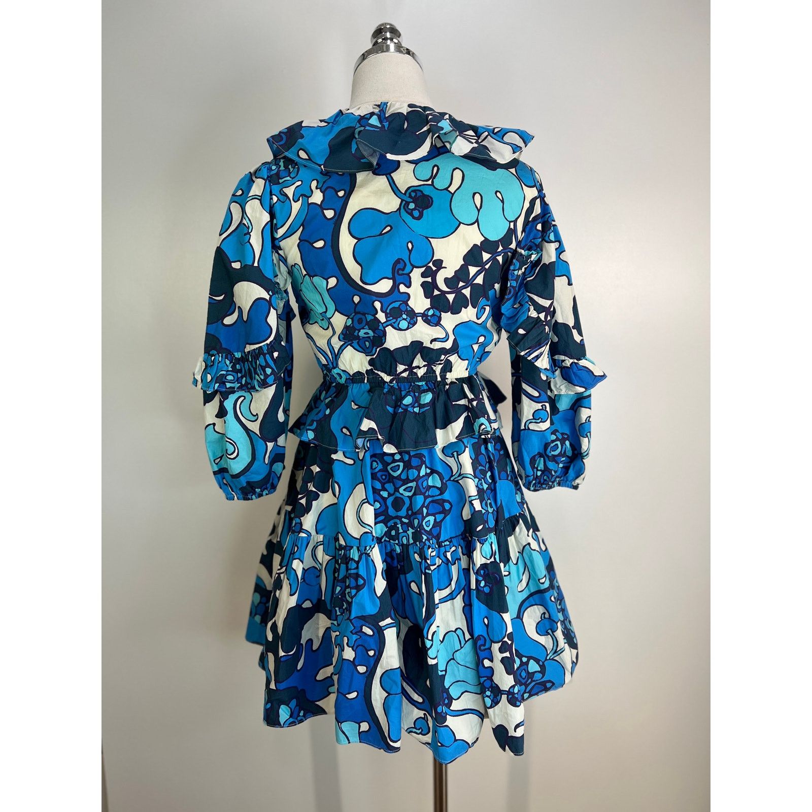 RHODE Rhode Valerie Mini Dress Printed Floral Cotton Ruffles Size XS / US 0-2 / IT 36-38 - 8 Thumbnail