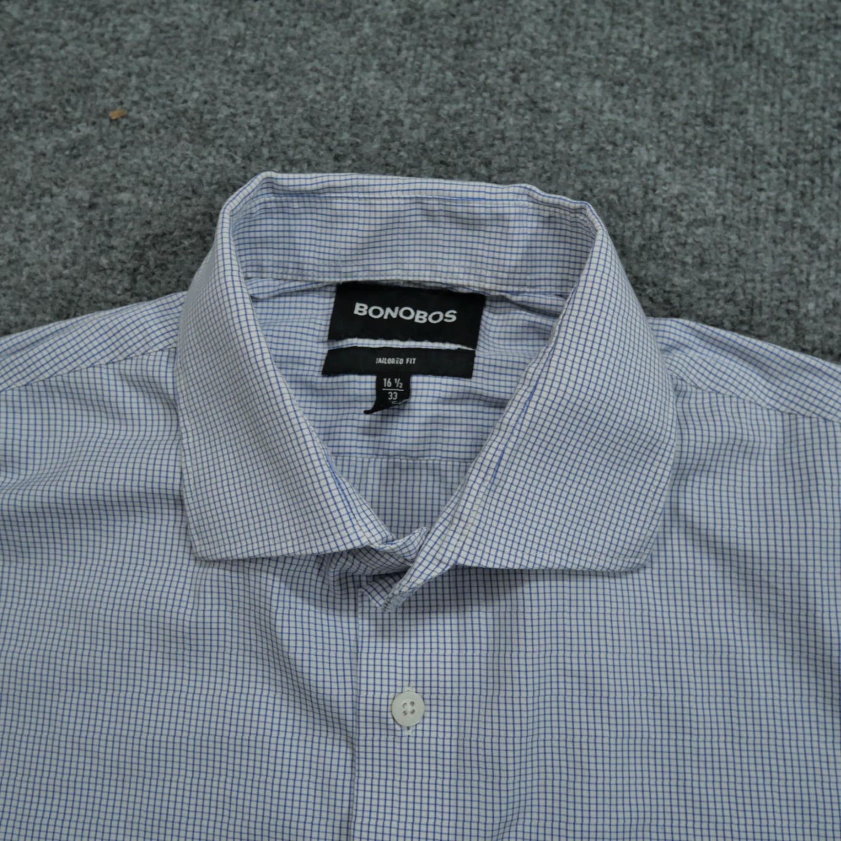 Bonobos Bonobos Shirt Mens 16.5 33 Plaid Button-Up Workwear Casual Cotton Blue White Tailored Fit Button-Through Collar Shirt Mens Regular Size 32 Size US XS / EU 42 / 0 - 3 Thumbnail