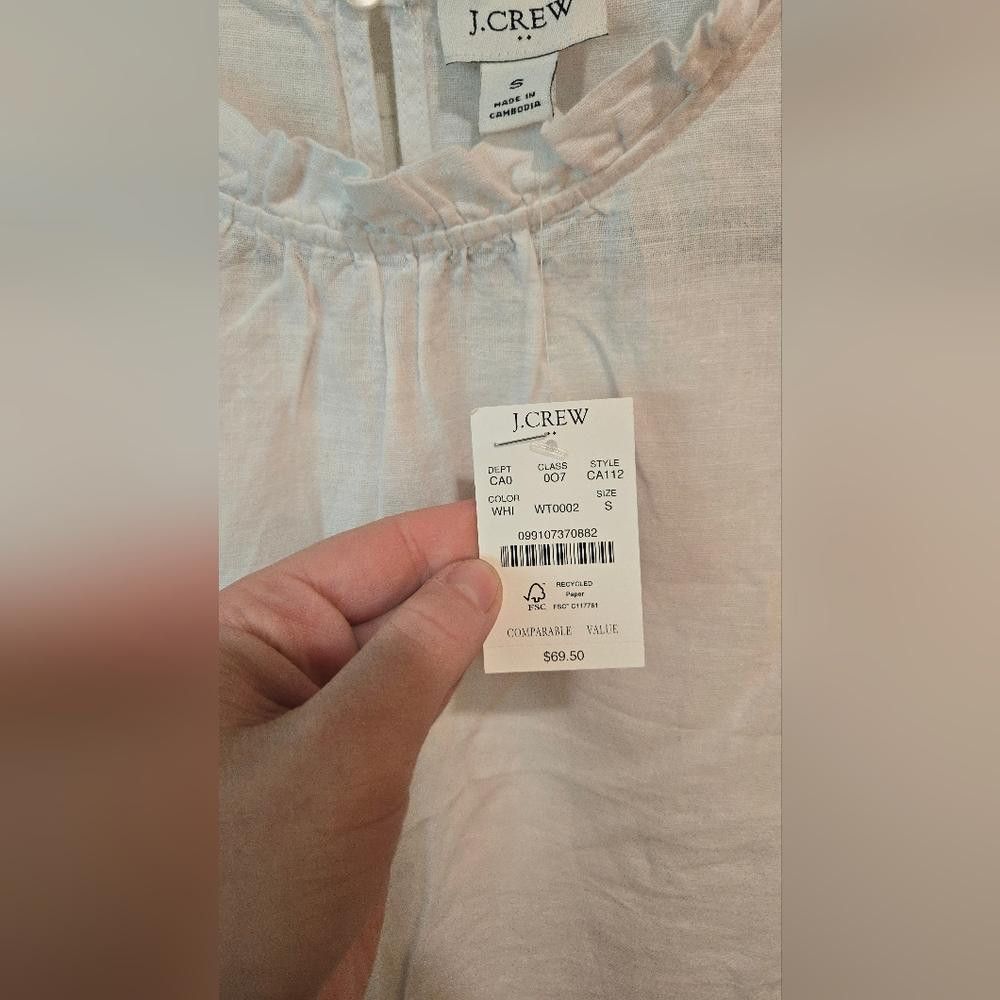 J.Crew J Crew Linen Blend Ruffleneck Top Size S / US 4 / IT 40 - 3 Thumbnail