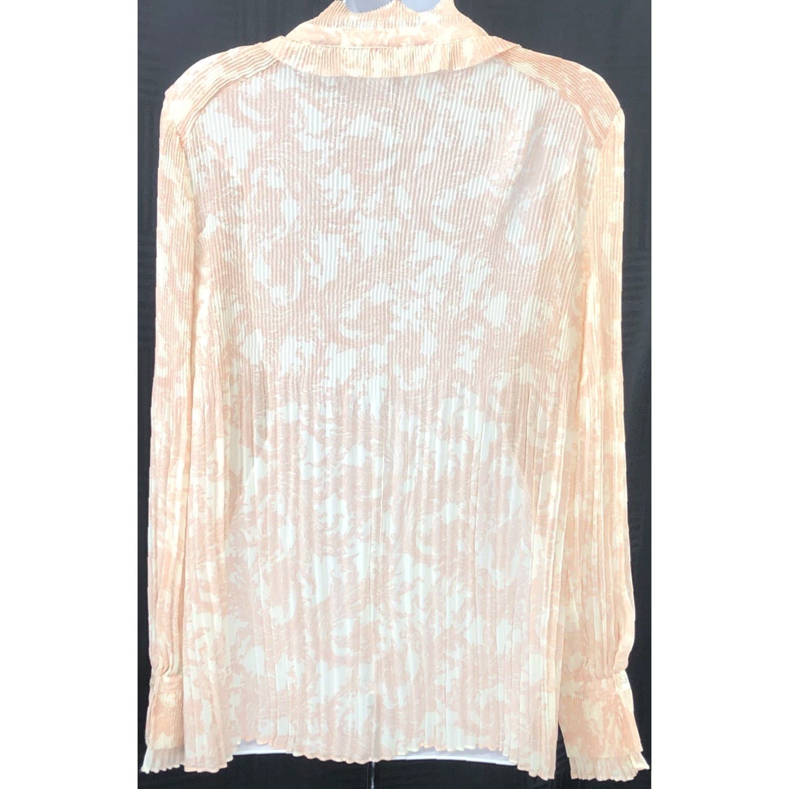 Vintage Dialogue Chiffon Top M Peach Paisley Ruffles Collar Pleated Coquette Romantic Shirt Women M Peach Paisley Ruffles Collar Pleated Chiffon Top Dialogue Size M / US 6-8 / IT 42-44 - 4 Thumbnail