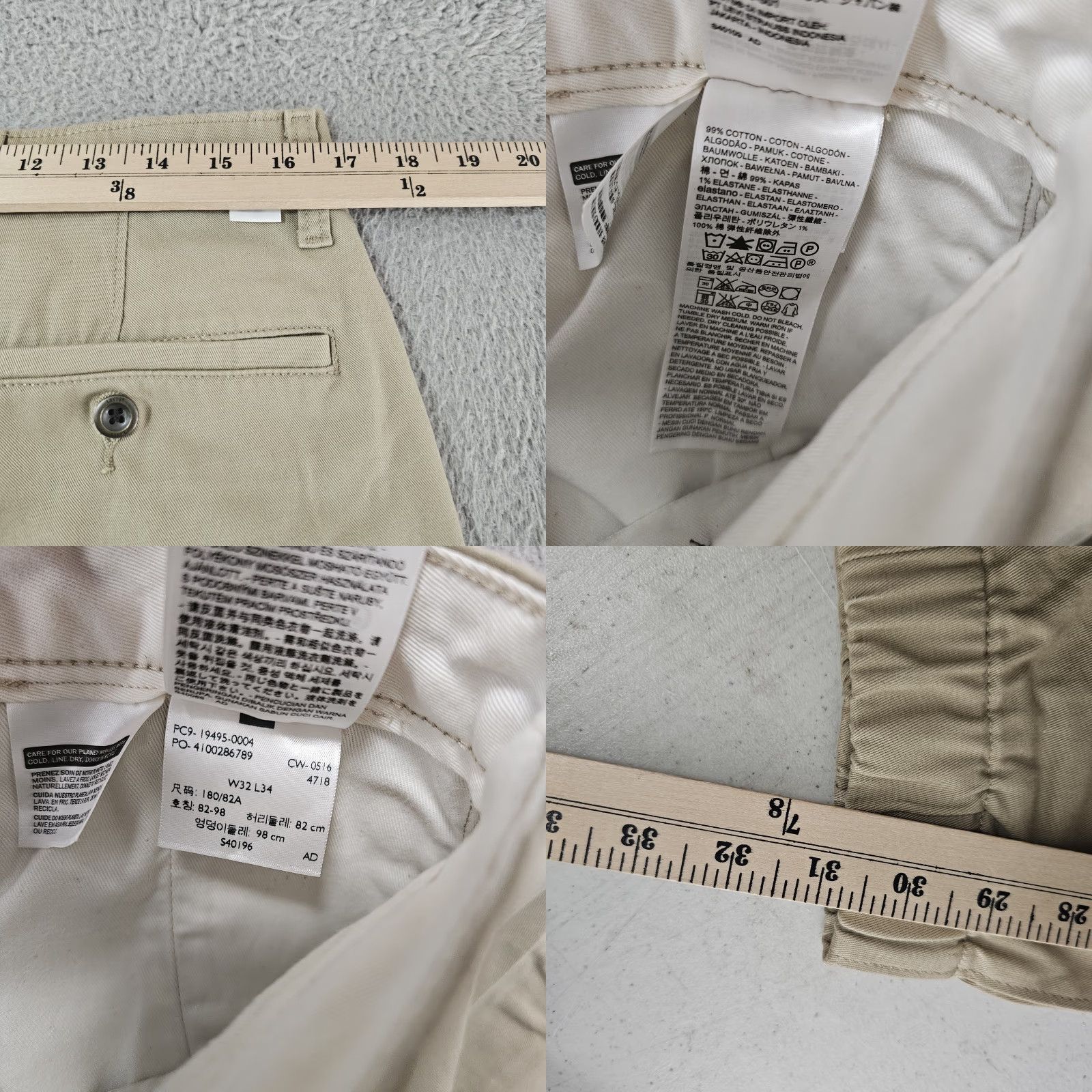 Levi's Levi's Pants Mens 32x31 Khaki Stretch Chino Elastic Cuffs Flat Front Pockets Casual Vintage No 32x34 Waist 32 Inseam 31 Mens Size US 32 / EU 48 - 8 Thumbnail