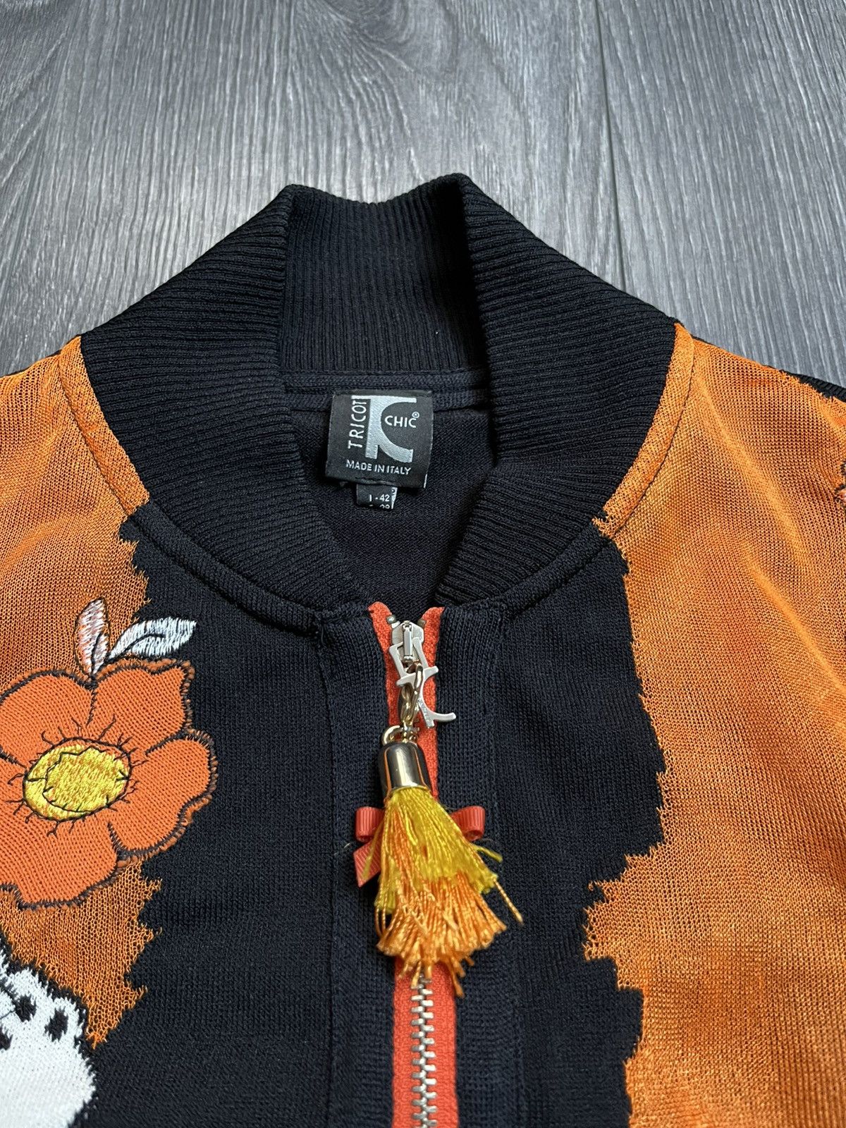 Vintage TRICOT CHIC Italy Vintage Floral Patchwork Knit Cardigan Y2K Size M / US 6-8 / IT 42-44 - 4 Thumbnail