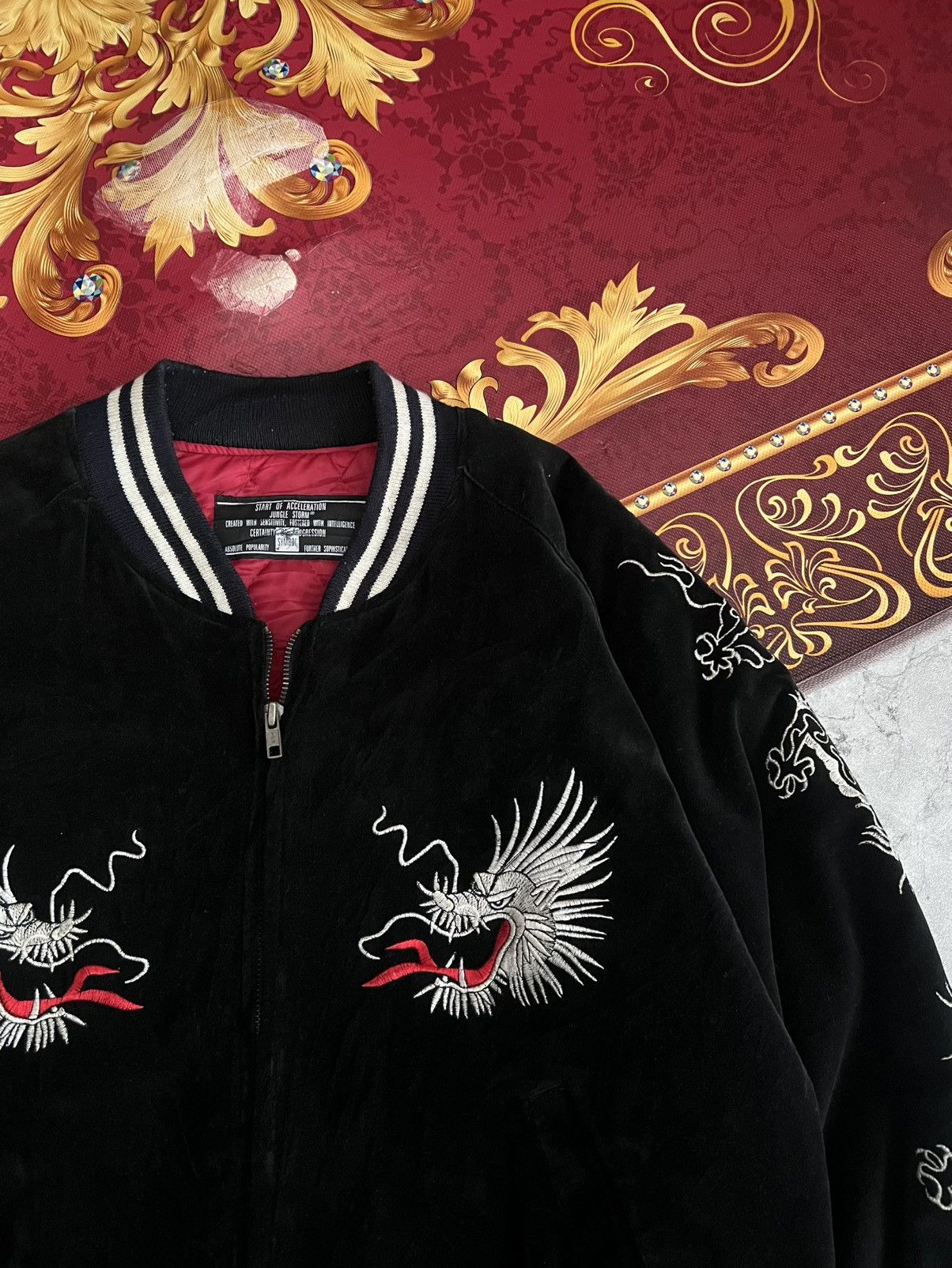 Japanese Brand (SOLD OUT) Jungle Storm Japan Sukajan Suede Velvet Jacket Size US L / EU 52-54 / 3 - 3 Thumbnail