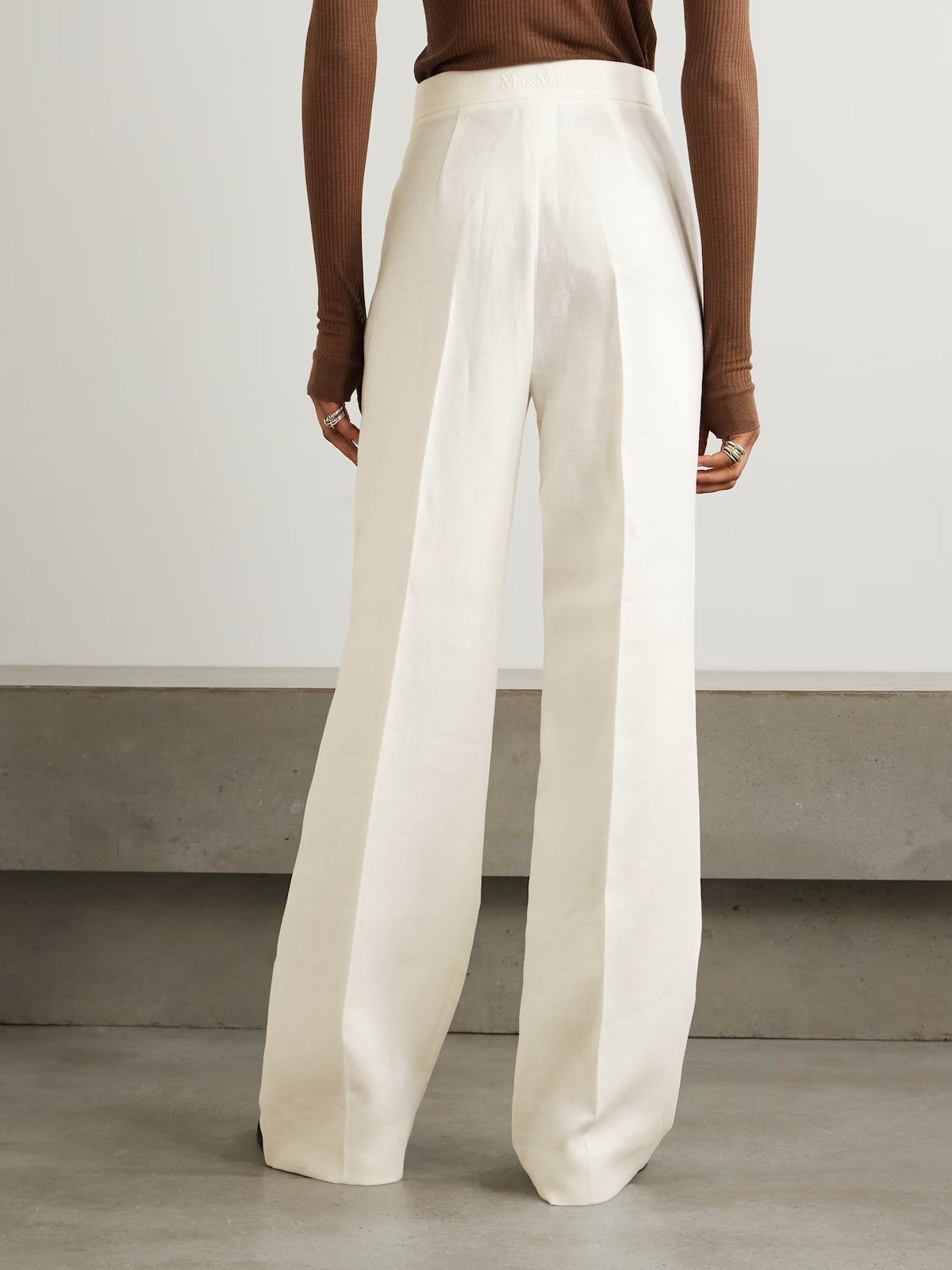 Max Mara Max Mara Brusson Linen White Wide Leg Pants Size 28" / US 6 / IT 42 - 2 Thumbnail