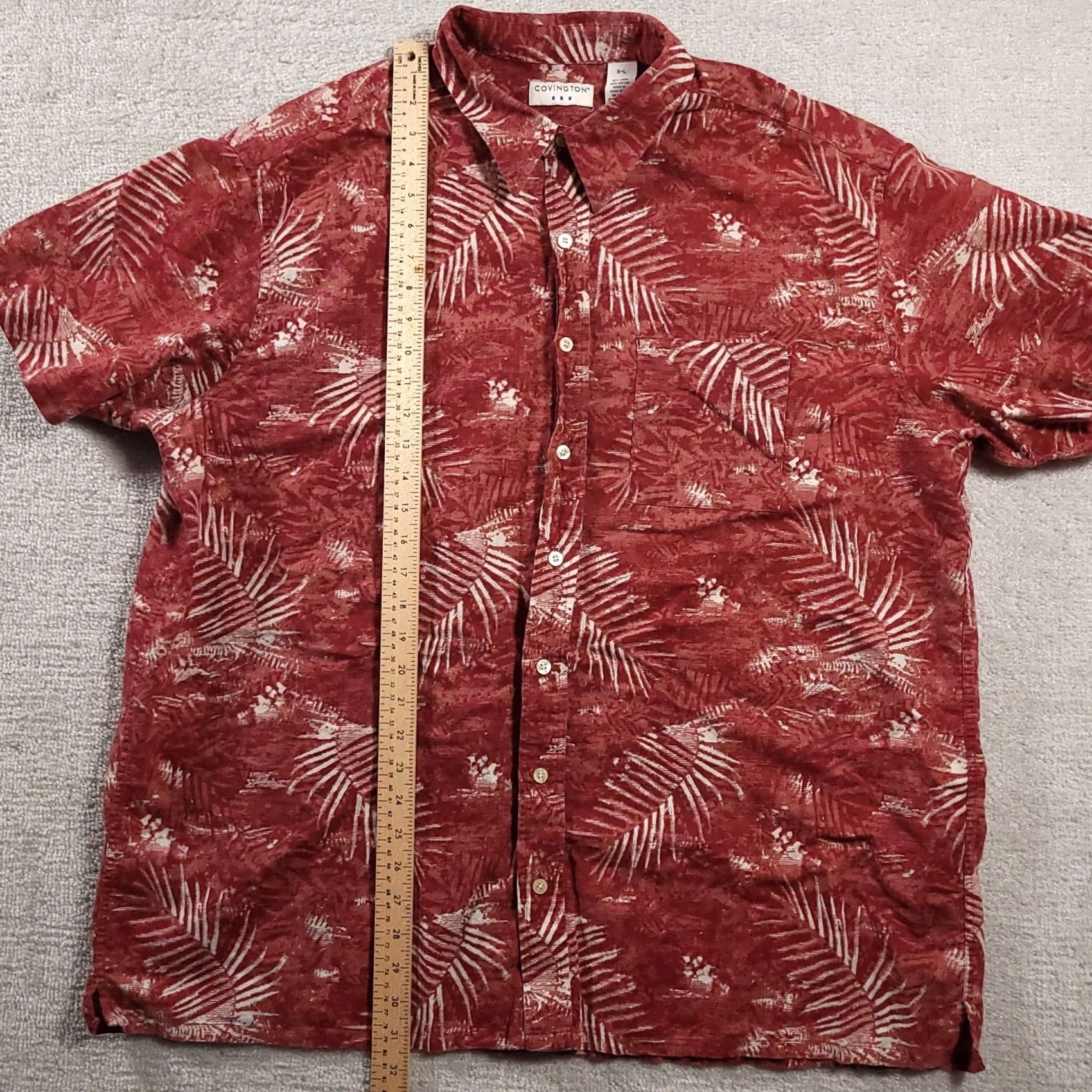Vintage VINTAGE Covington Men's Hawaiian Shirt XL Red Floral Linen Blend Short Sleeve Size US XL / EU 56 / 4 - 5 Thumbnail