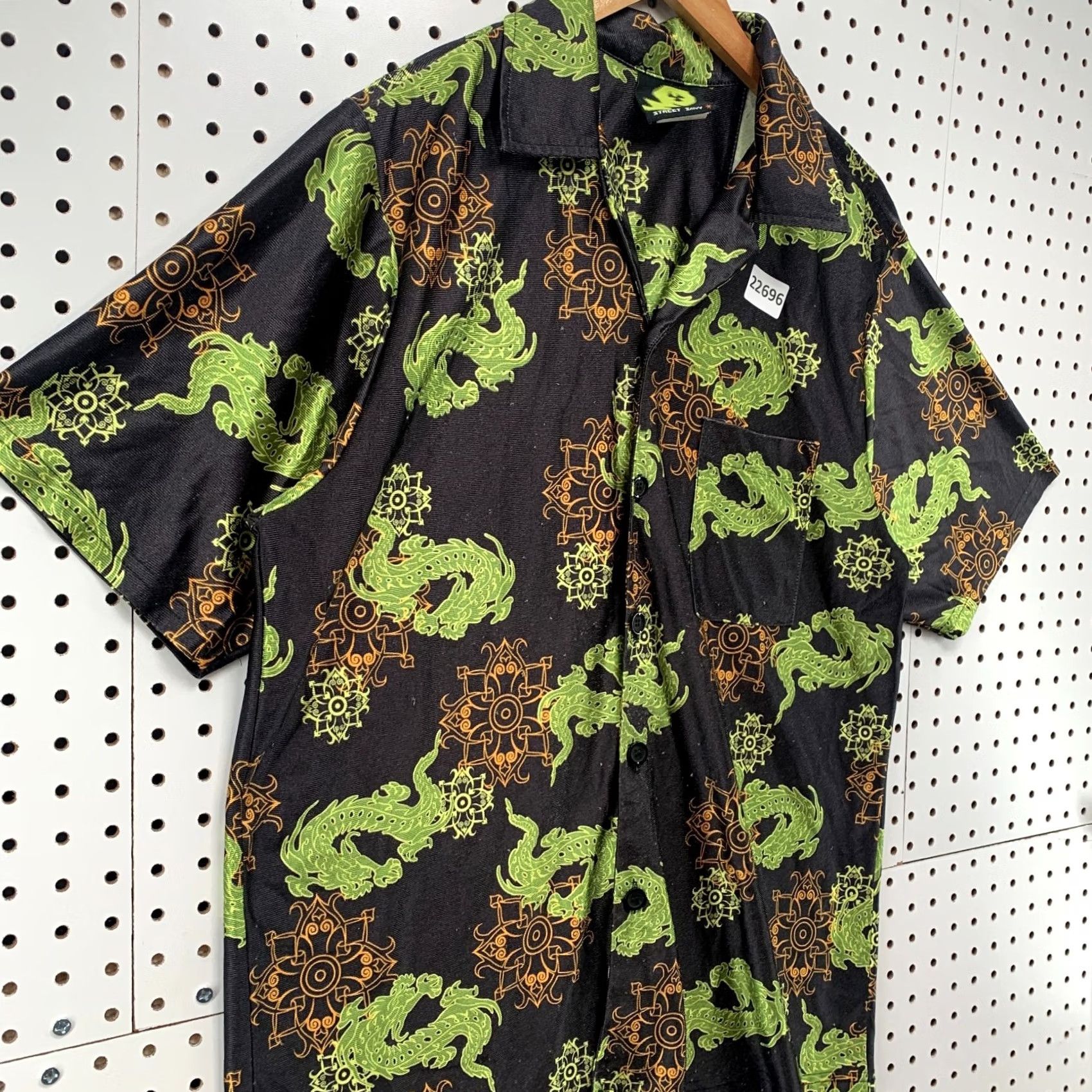 Vintage VINTAGE Street Savy Button Shirt Black Green AOP Dragon Mens Medium 22.5x28 Size US M / EU 48-50 / 2 - 6 Thumbnail