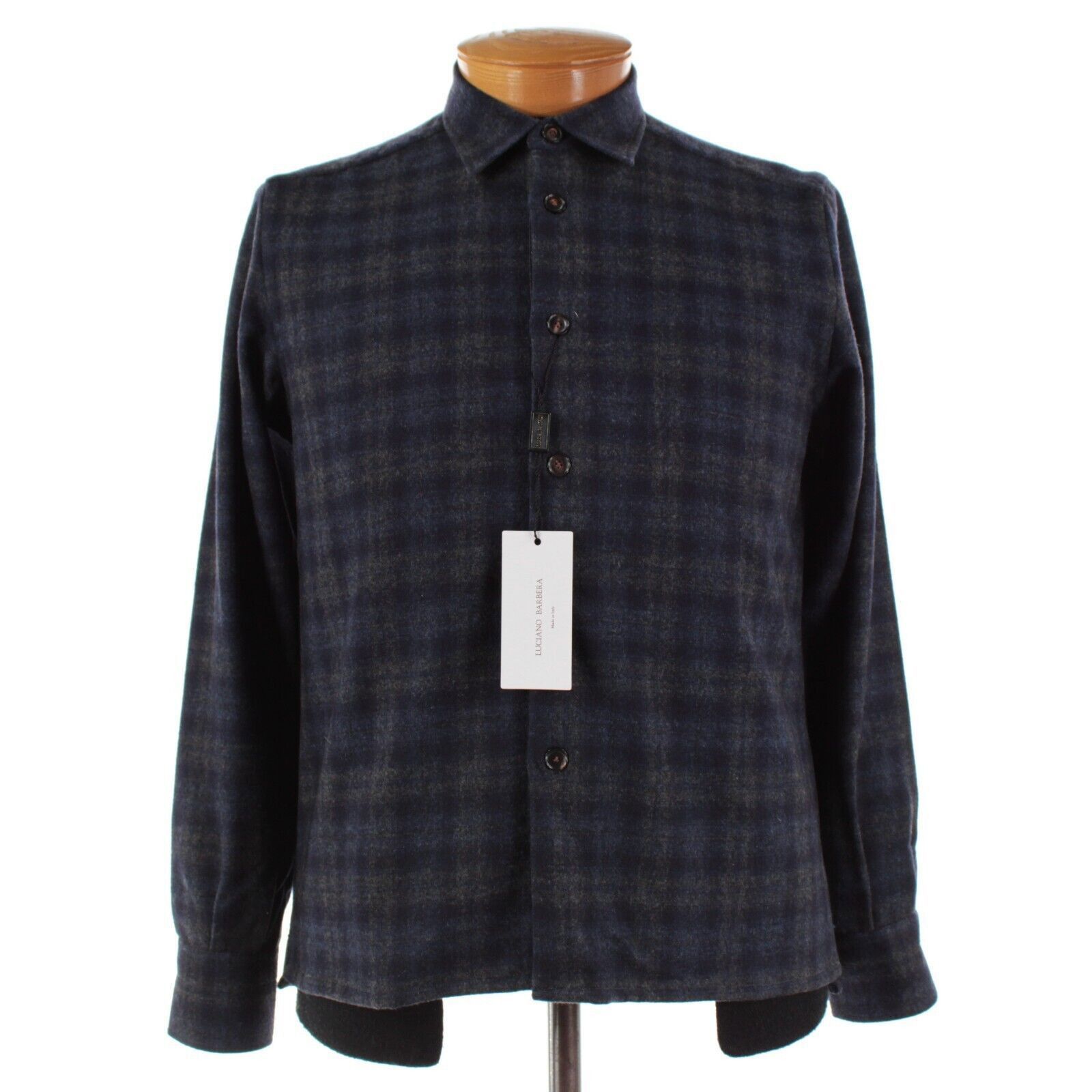 Luciano Barbera Luciano Barbera Overshirt Size S US In Blue Wool Blend Size US S / EU 44-46 / 1 - 1 Thumbnail
