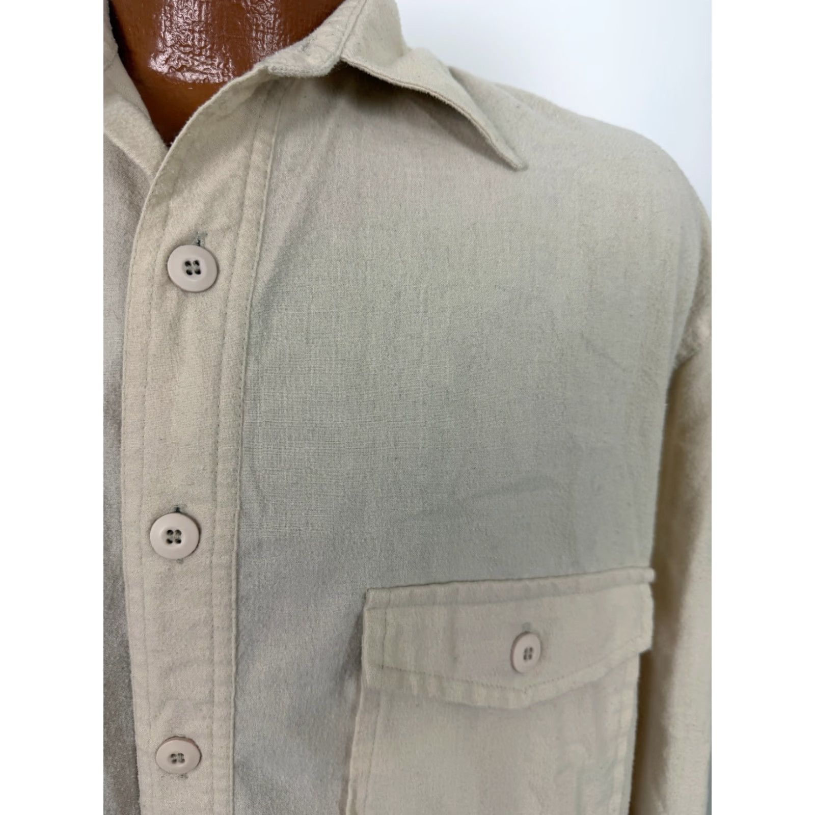 Bugle Boy VINTAGE Bugle Boy Flannel Shirt Mens Large Ivory Lightweight 90s Outdoors Button-Up Long Sleeve Size US L / EU 52-54 / 3 - 6 Thumbnail