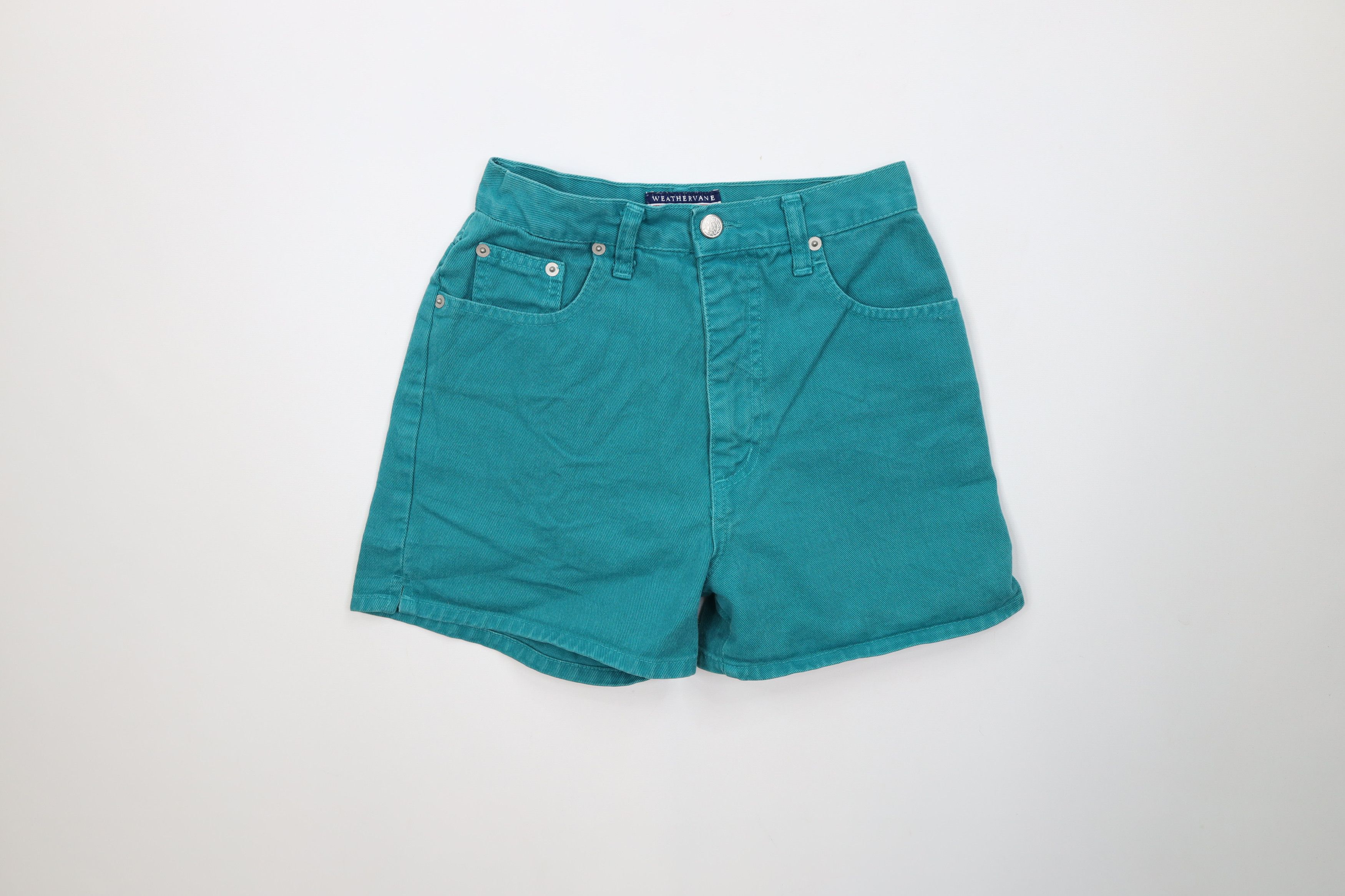 Vintage Vintage 90s Streetwear Jean Shorts Jorts Teal Cotton USA Size 27" / US 4 / IT 40 - 1 Thumbnail