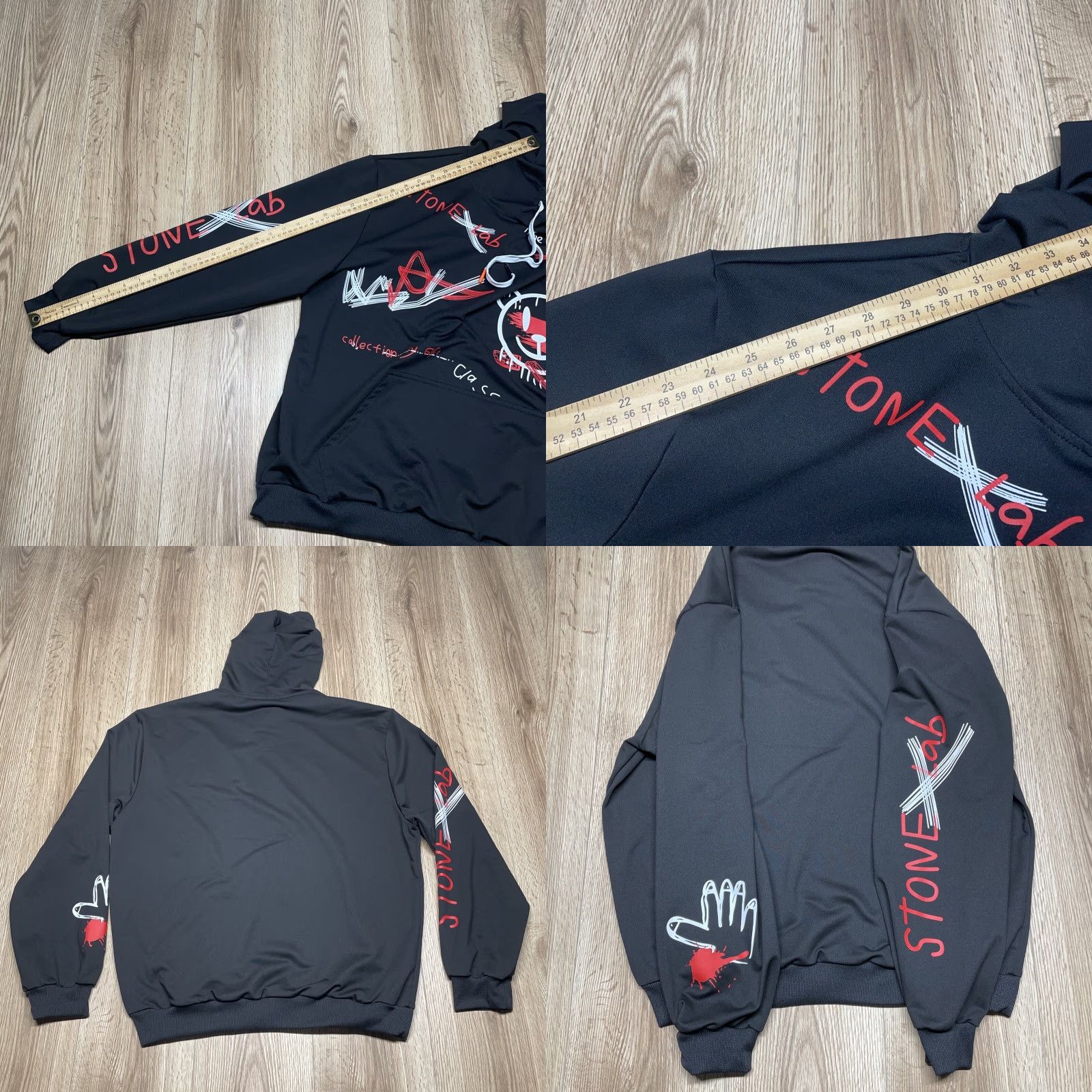 Shein STONE LAB Men's Graphic Pullover Hoodie Sweatshirt Black XL TikTok Size US XL / EU 56 / 4 - 8 Thumbnail