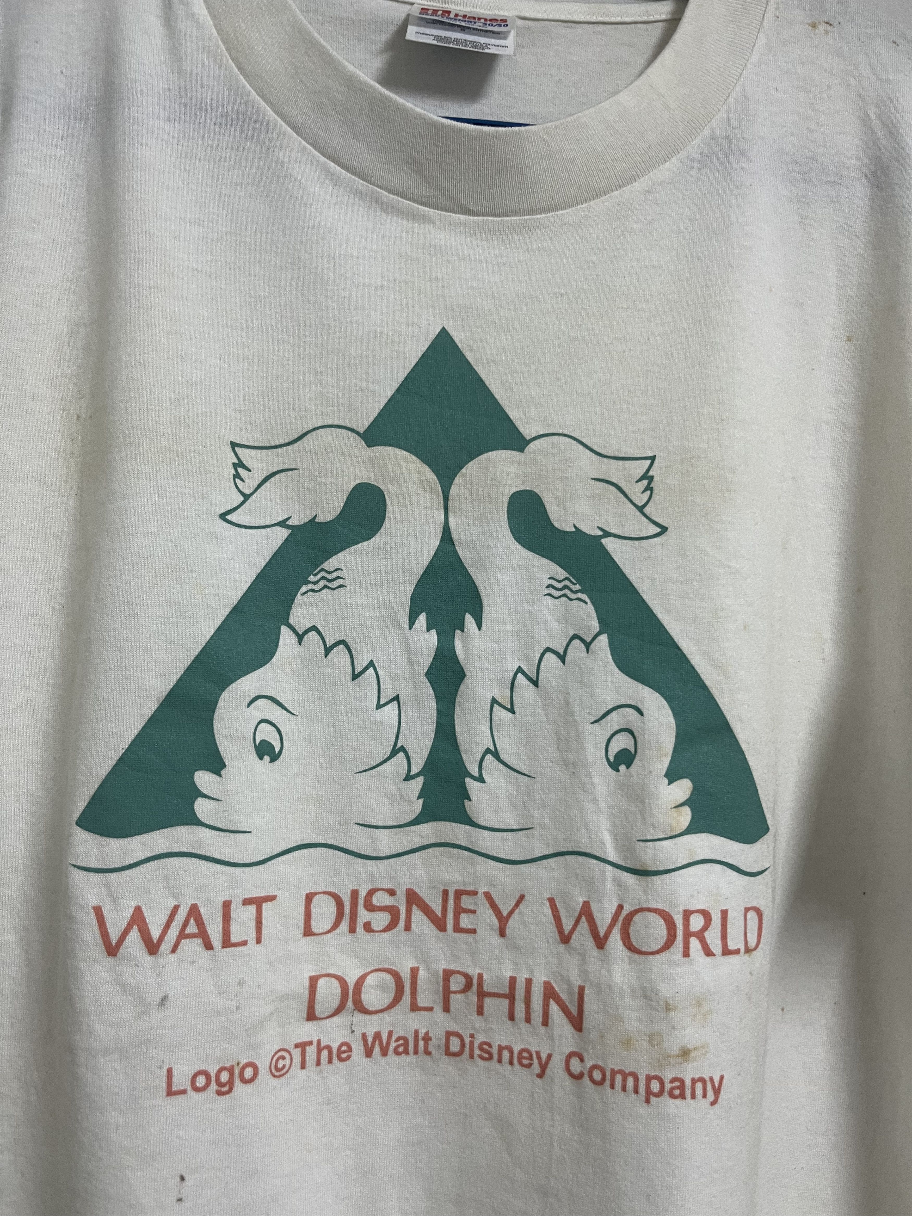 Disney 💥90s WALT DISNEY WORLD DOLPHIN Single Stitched Polycotton Size US L / EU 52-54 / 3 - 5 Thumbnail