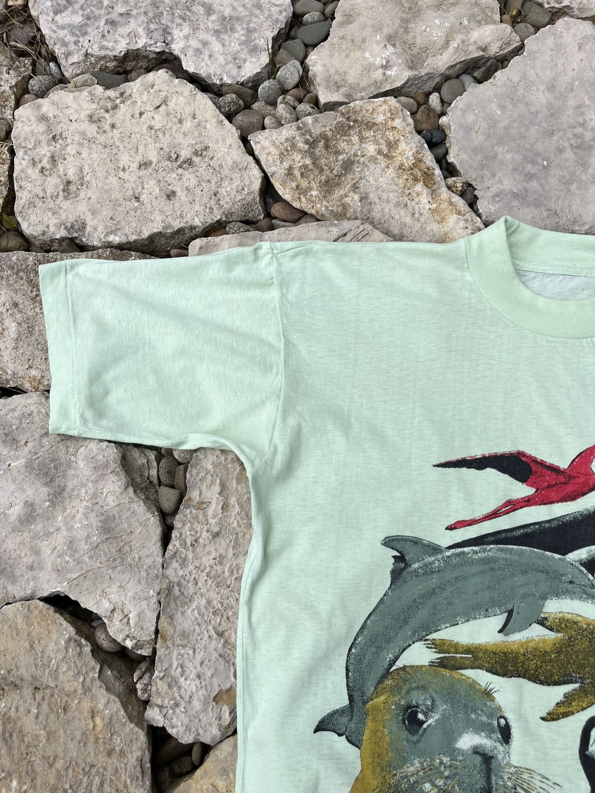 Vintage Vintage 80s Save the sea live animal single stitch t-shirt Size US M / EU 48-50 / 2 - 5 Thumbnail
