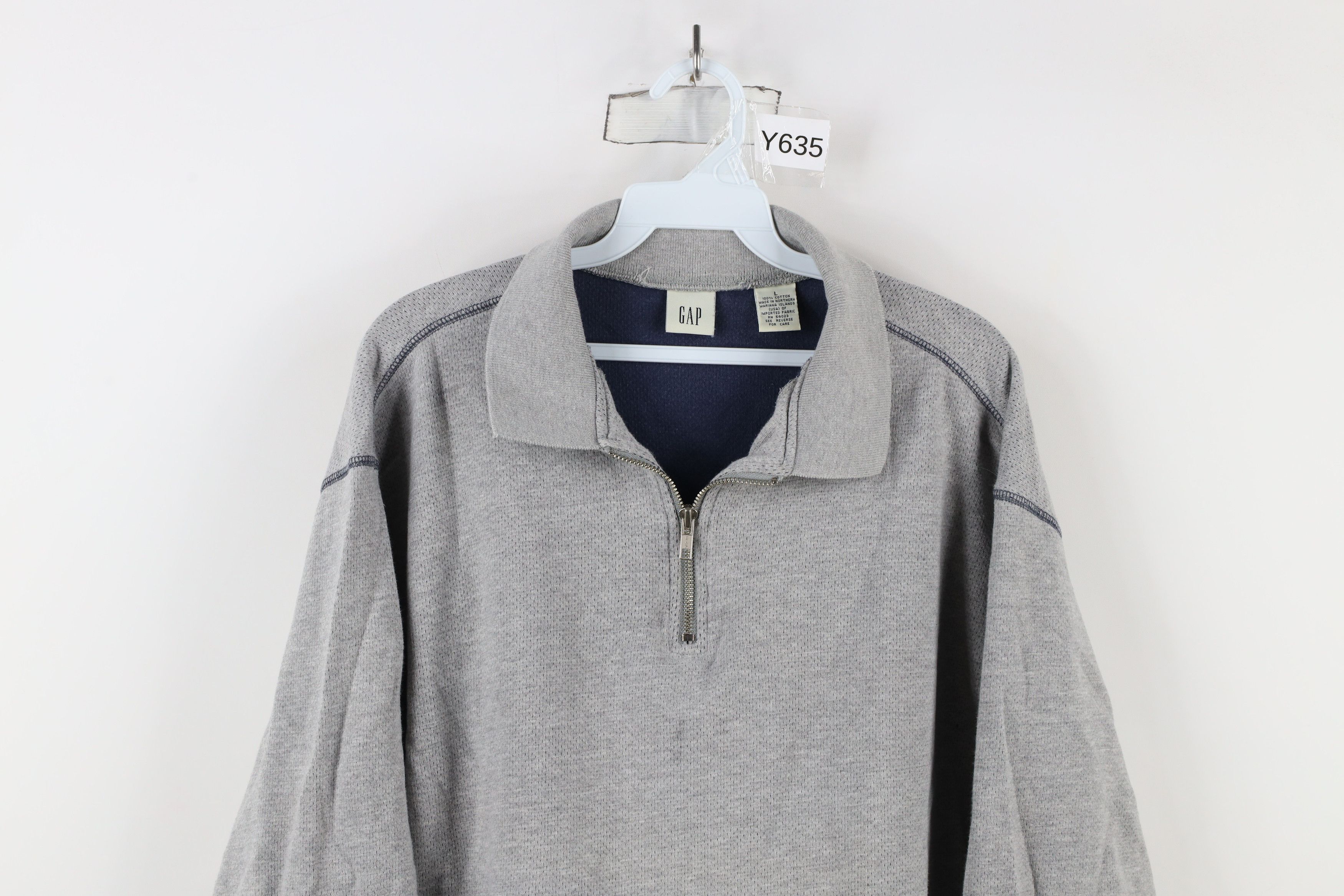 Gap × Vintage Vintage 90s Gap Half Zip Collared Long Sleeve Polo Shirt Size US L / EU 52-54 / 3 - 2 Thumbnail